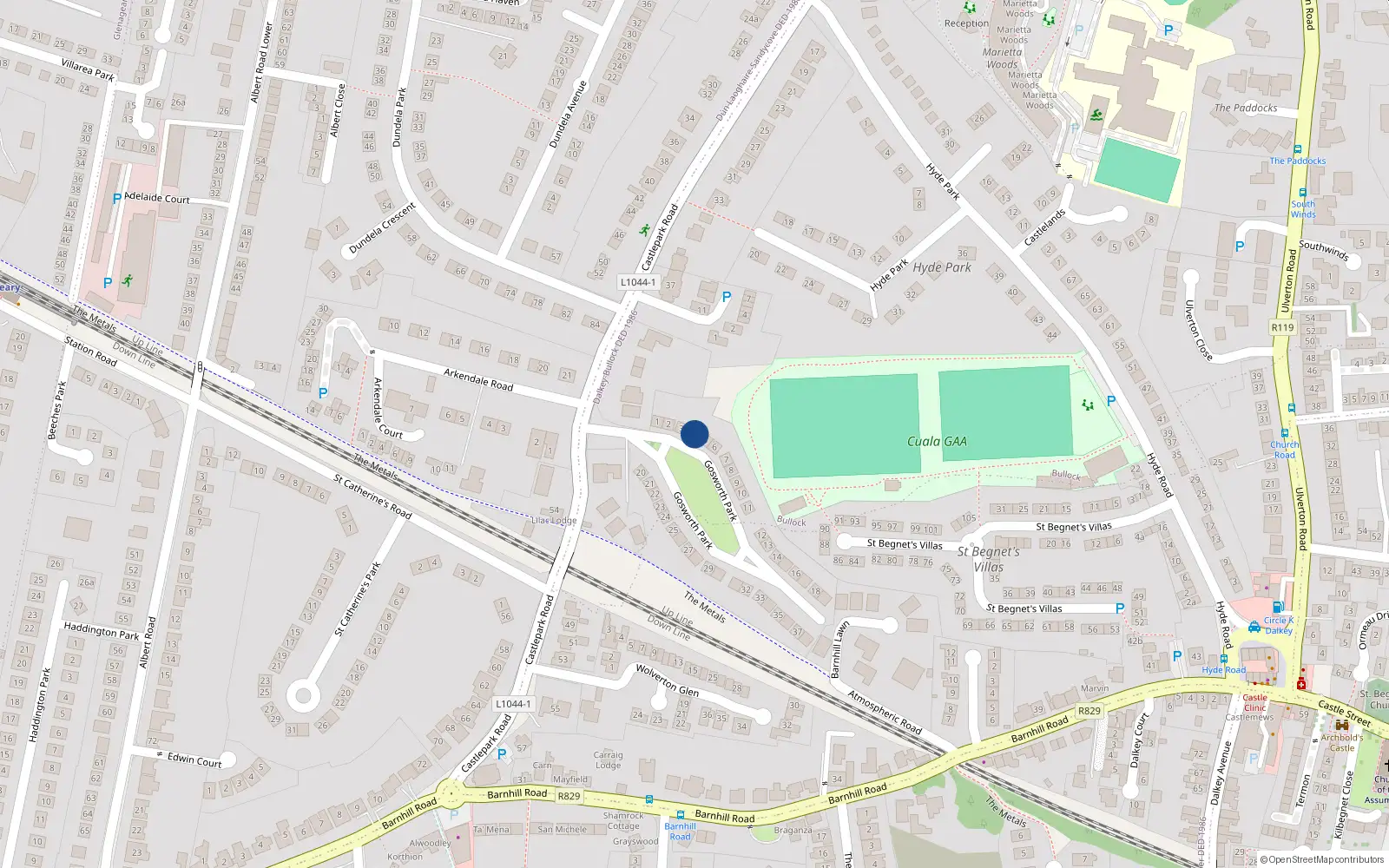 Overhead map showing the location of 4 Gosworth Park, Dublin