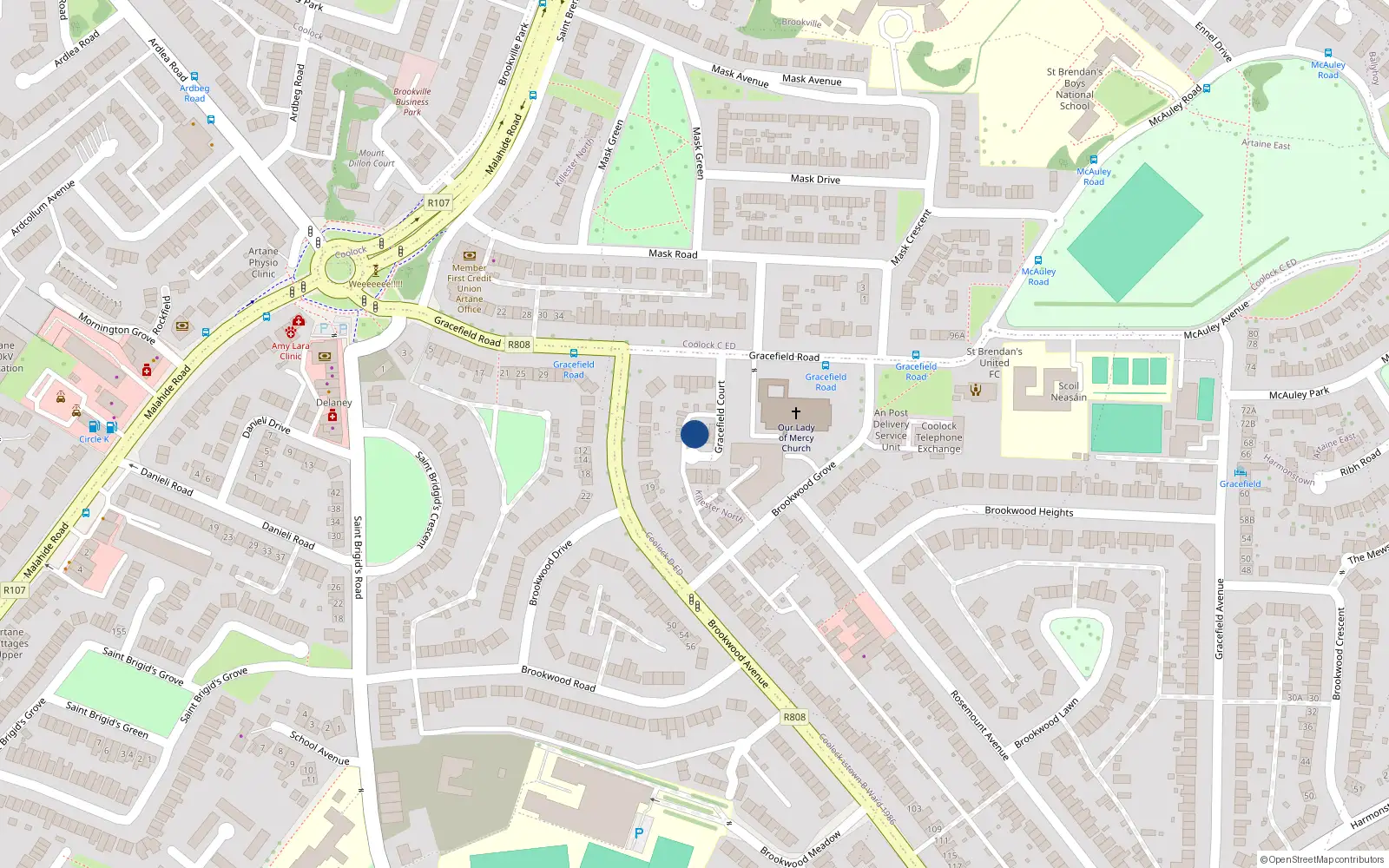 Overhead map showing the location of 4 Gracefield Court, Dublin 5