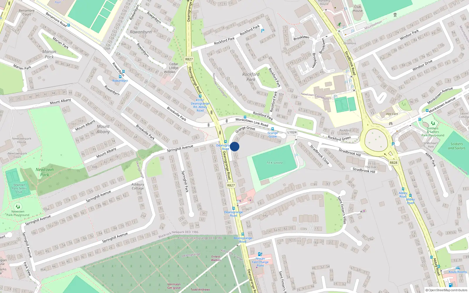Overhead map showing the location of 4 Grange Grove, Deansgrange Road, Blackrock