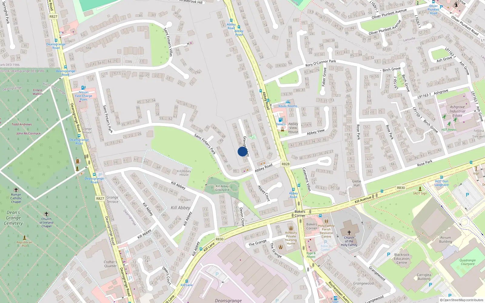 Overhead map showing the location of 4 Grangeabbey, Blackrock