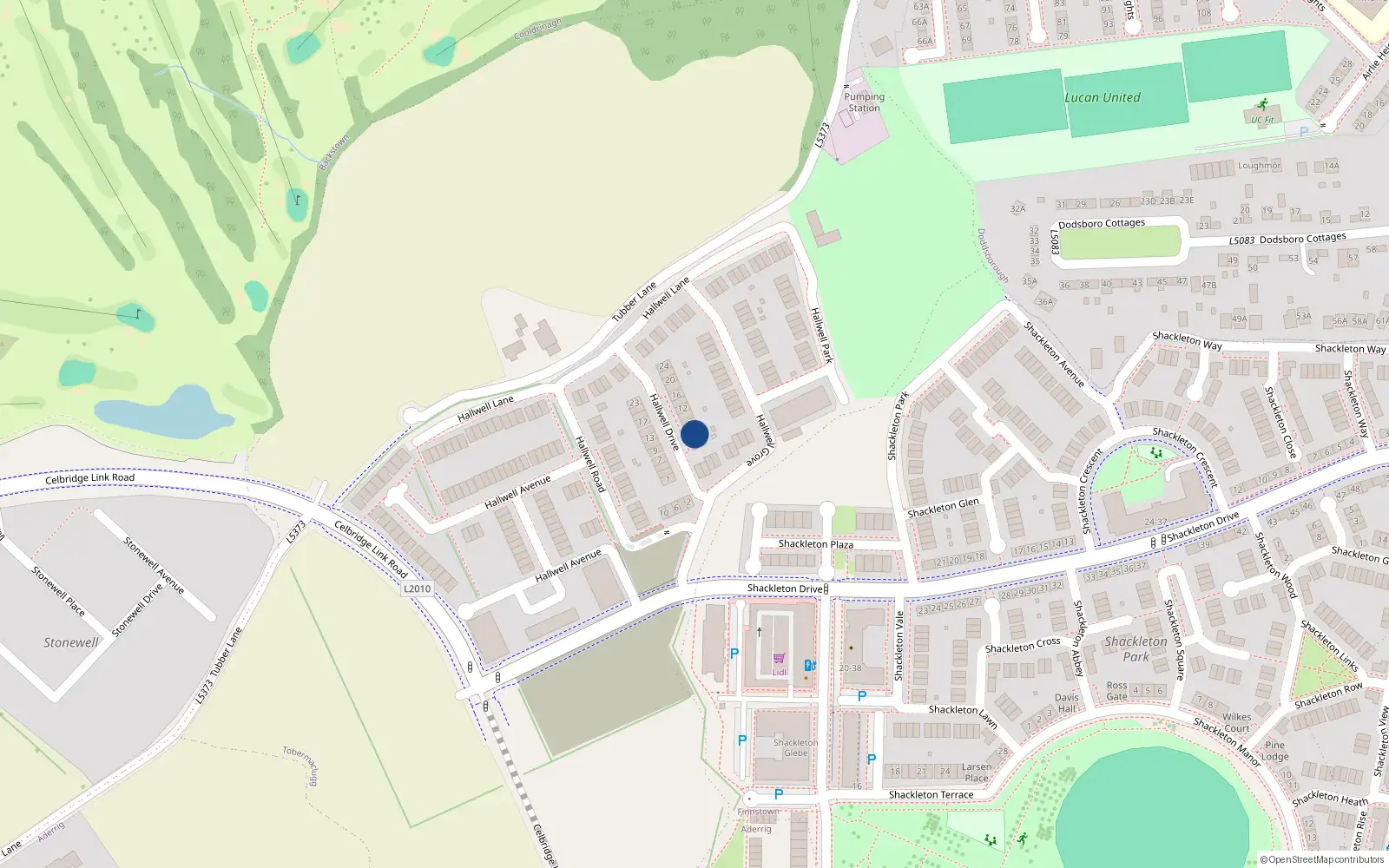 Overhead map showing the location of 4 Hallwell Drive, Lucan