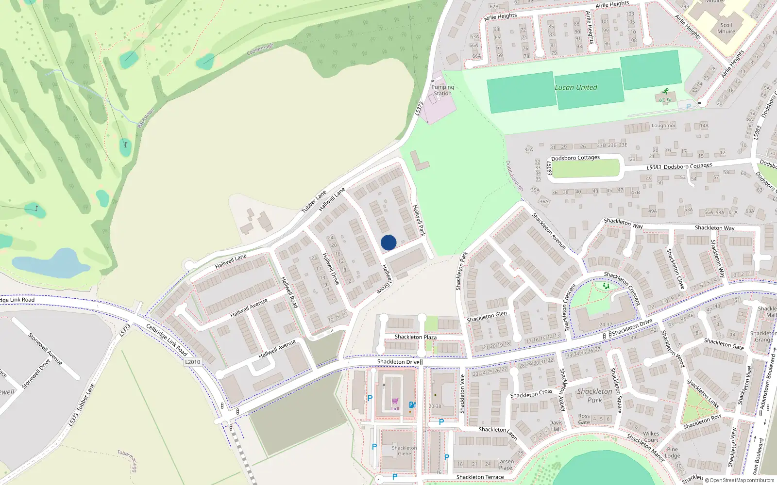 Overhead map showing the location of 4 Hallwell Grove, Hallwell, Adamstown