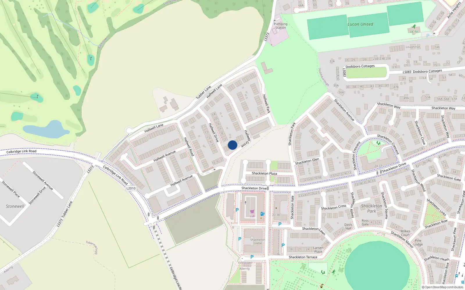 Overhead map showing the location of 4 Hallwell Park, Lucan