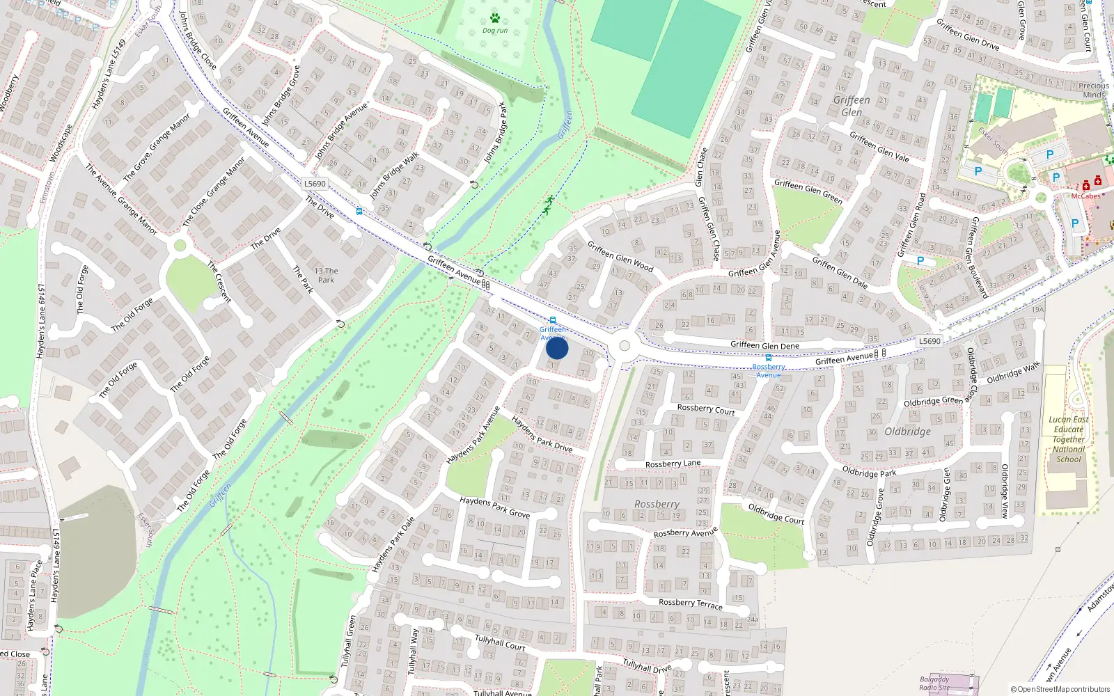 Overhead map showing the location of 4 Haydens Park Walk, Lucan