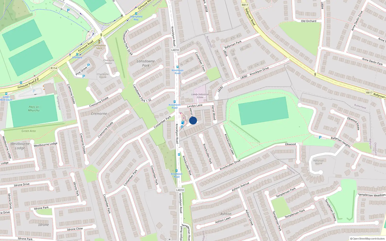 Overhead map showing the location of 4 Hersil Wood, Dublin