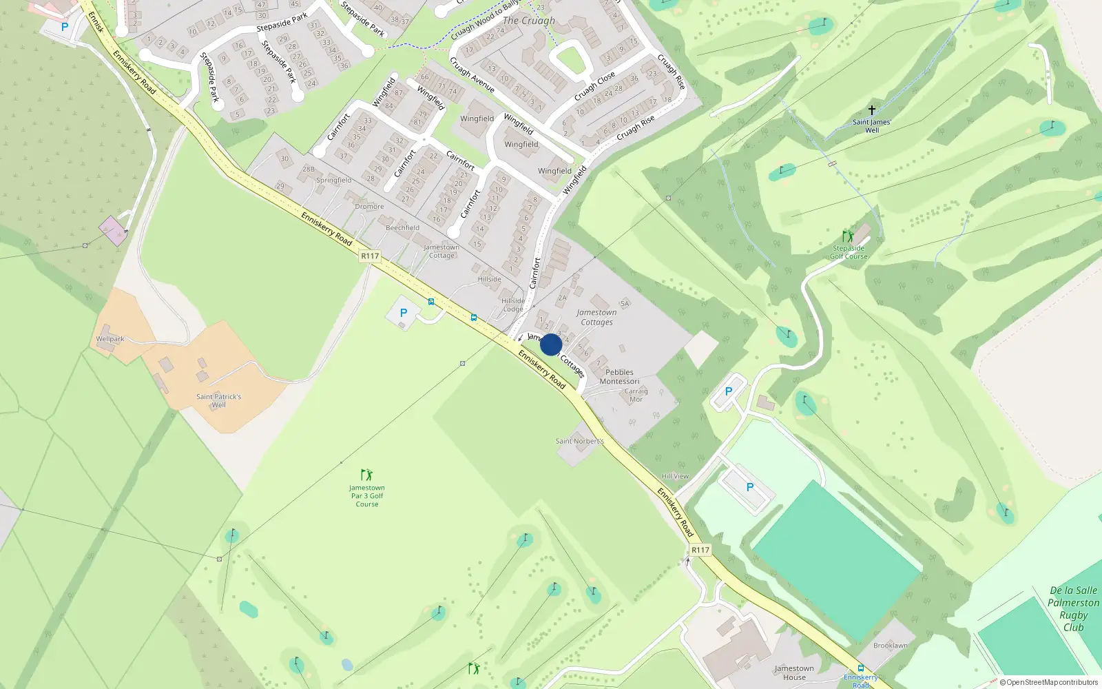 Overhead map showing the location of 4 Jamestown Cottages, Dublin