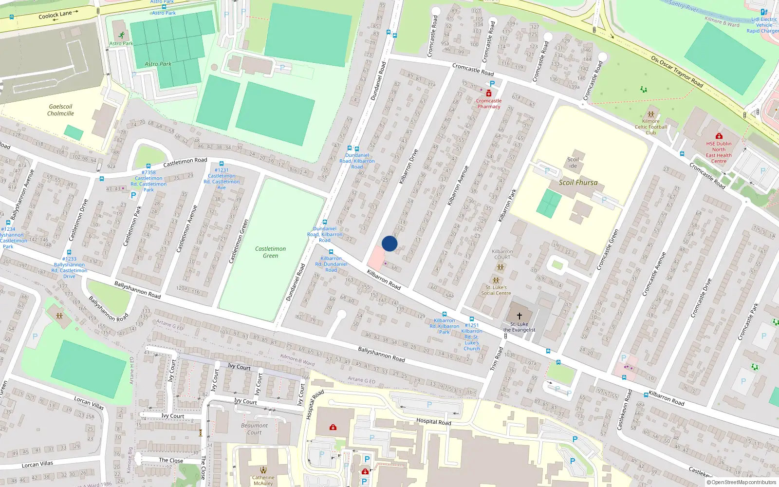 Overhead map showing the location of 4 Kilbarron Drive, Dublin 5