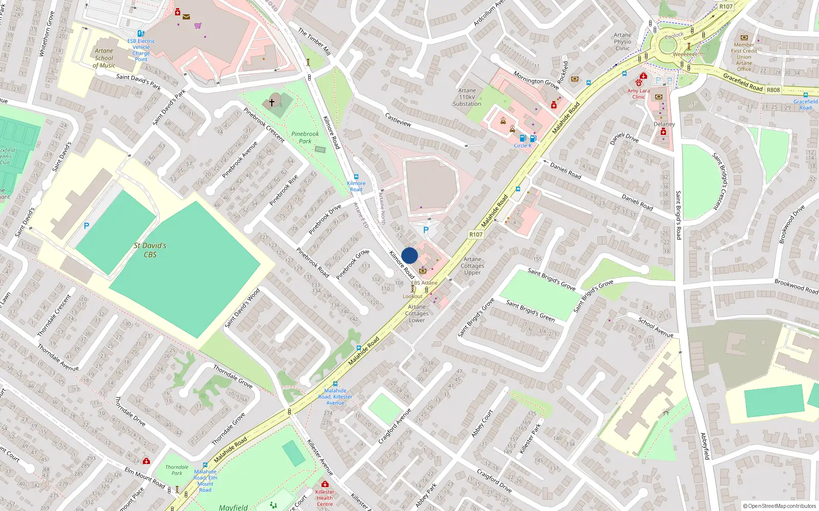 Overhead map showing the location of 4 Kilmore Road, Artane, Dublin 5