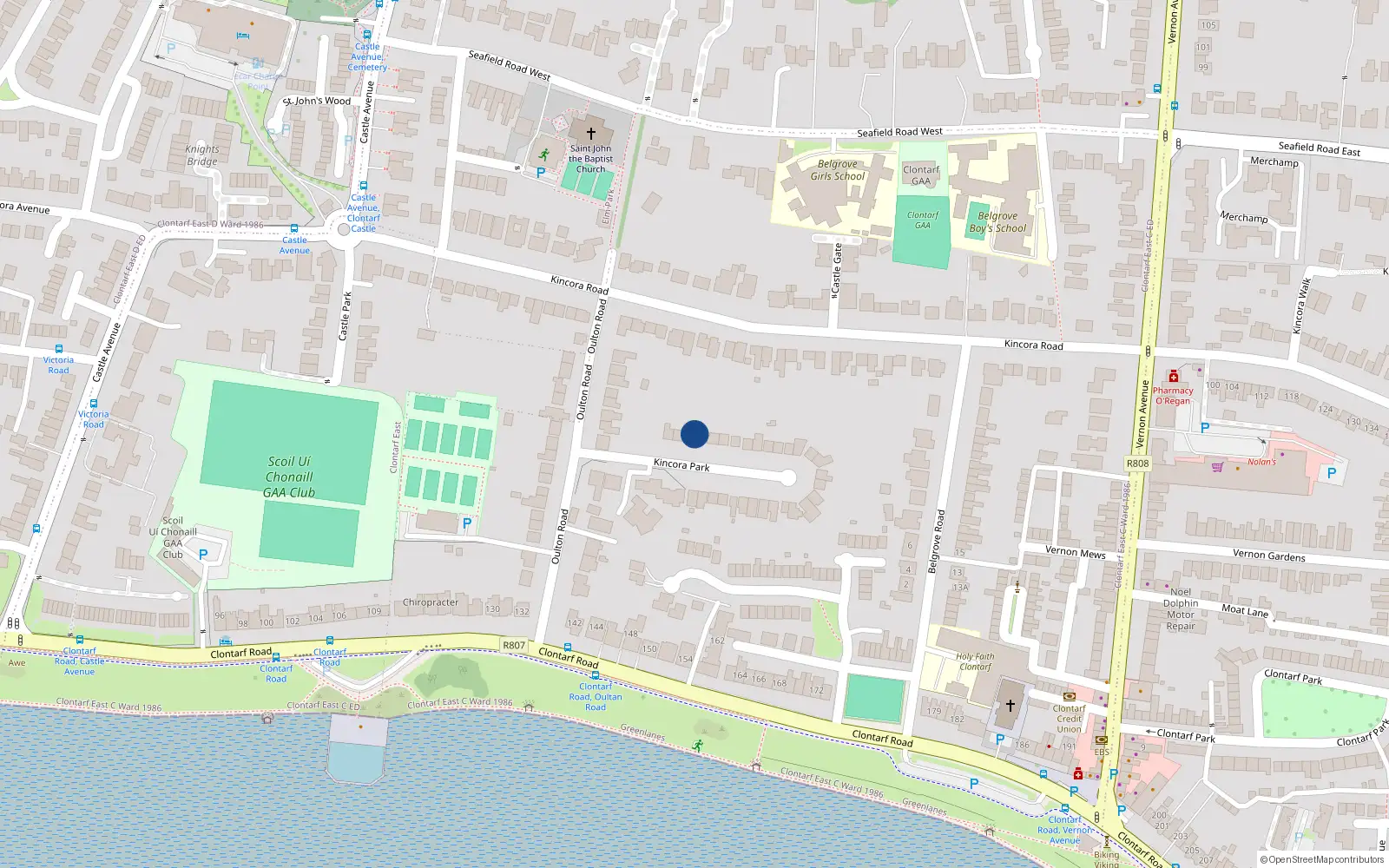 Overhead map showing the location of 4 Kincora Park, Dublin 3