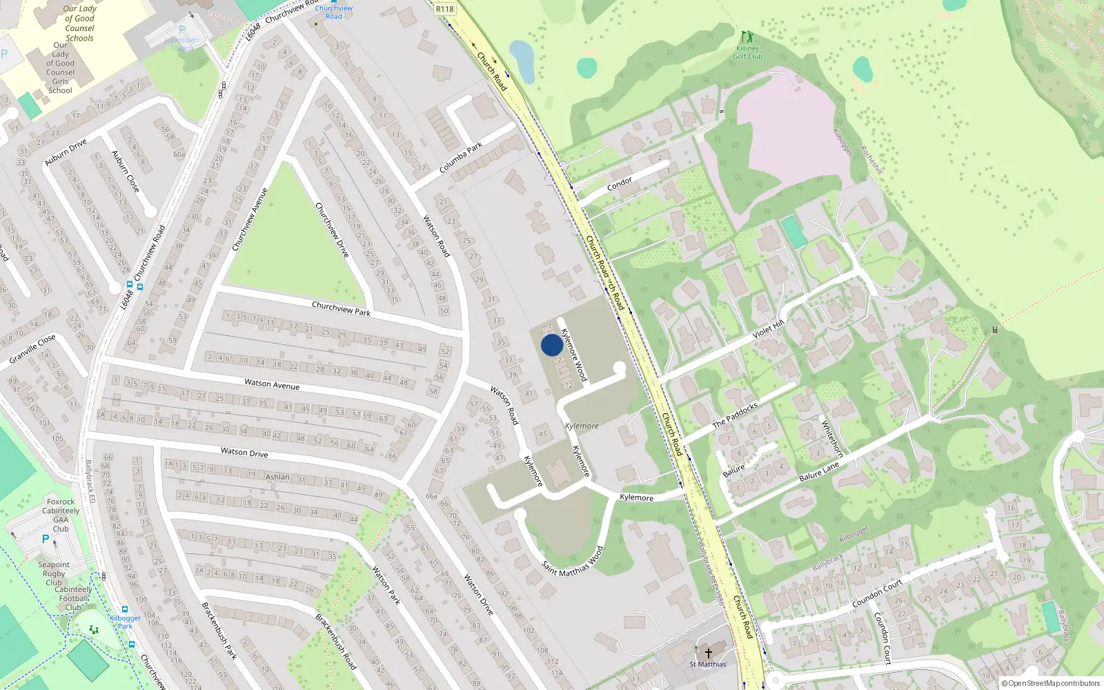 Overhead map showing the location of 4 Kylemore Wood, Dublin