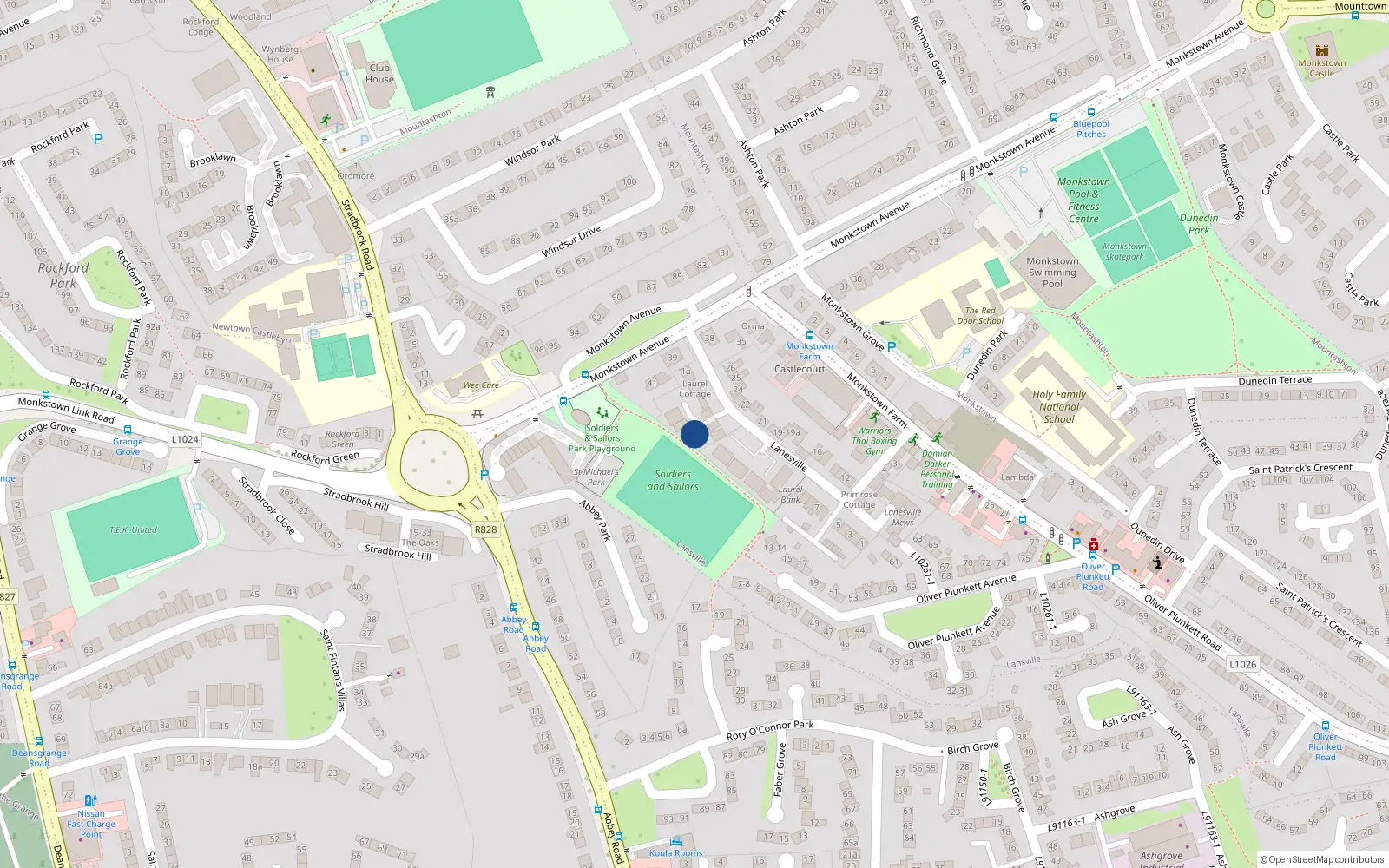 Overhead map showing the location of 4 Lanesville, Dublin