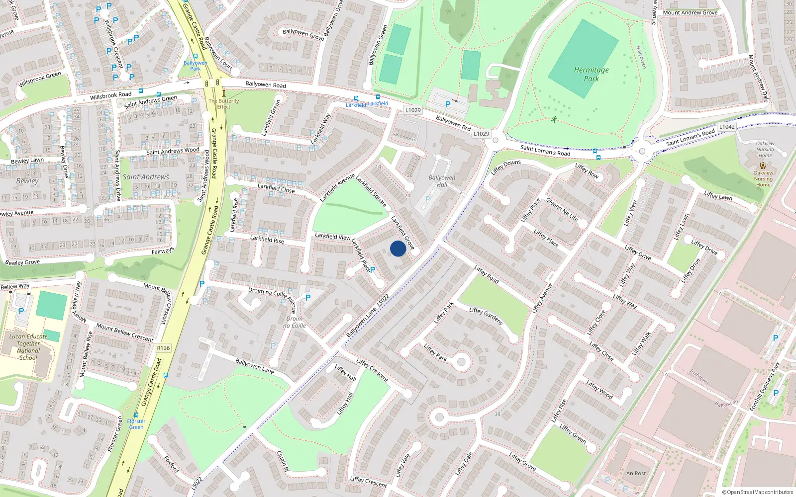 Overhead map showing the location of 4 Larkfield Grove, Lucan