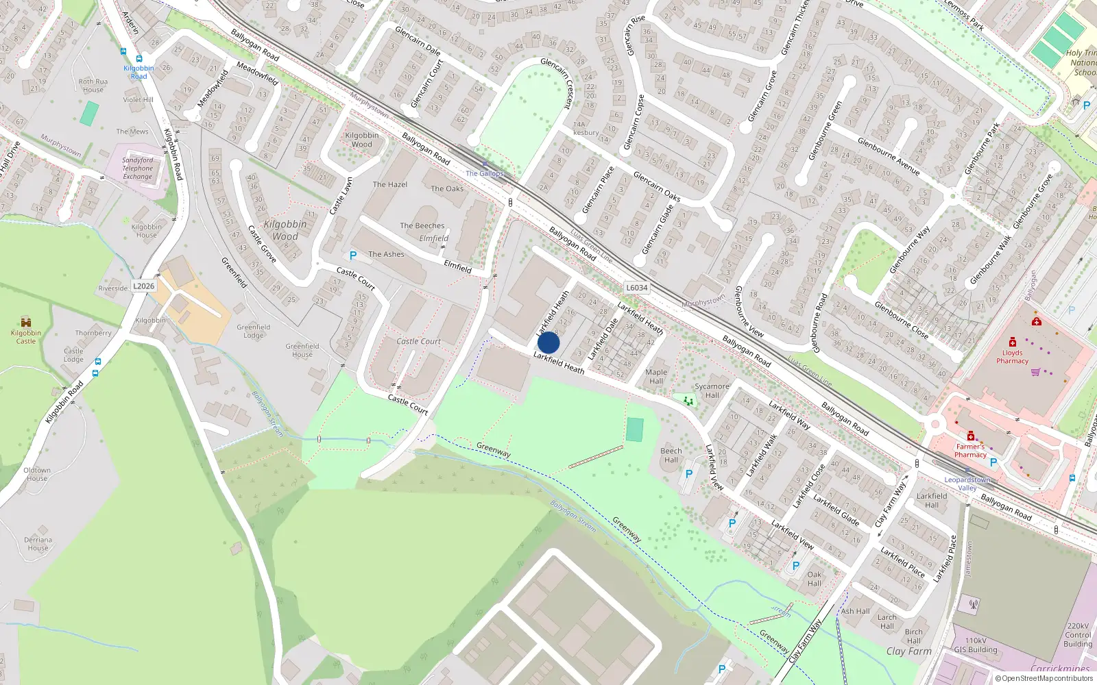 Overhead map showing the location of 4 Larkfield Heath, Kilgobbin