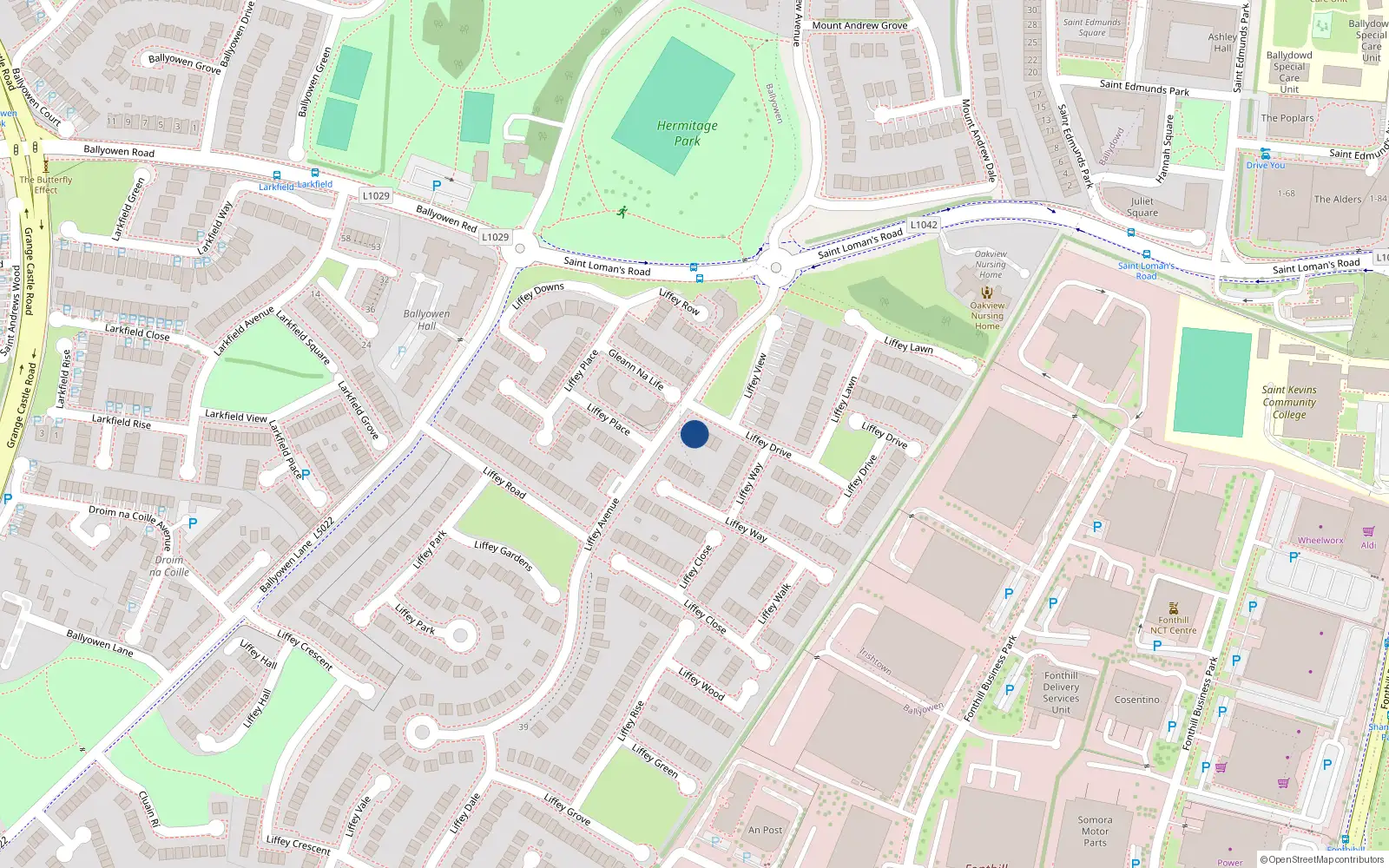 Overhead map showing the location of 4 Liffey Drive, Lucan