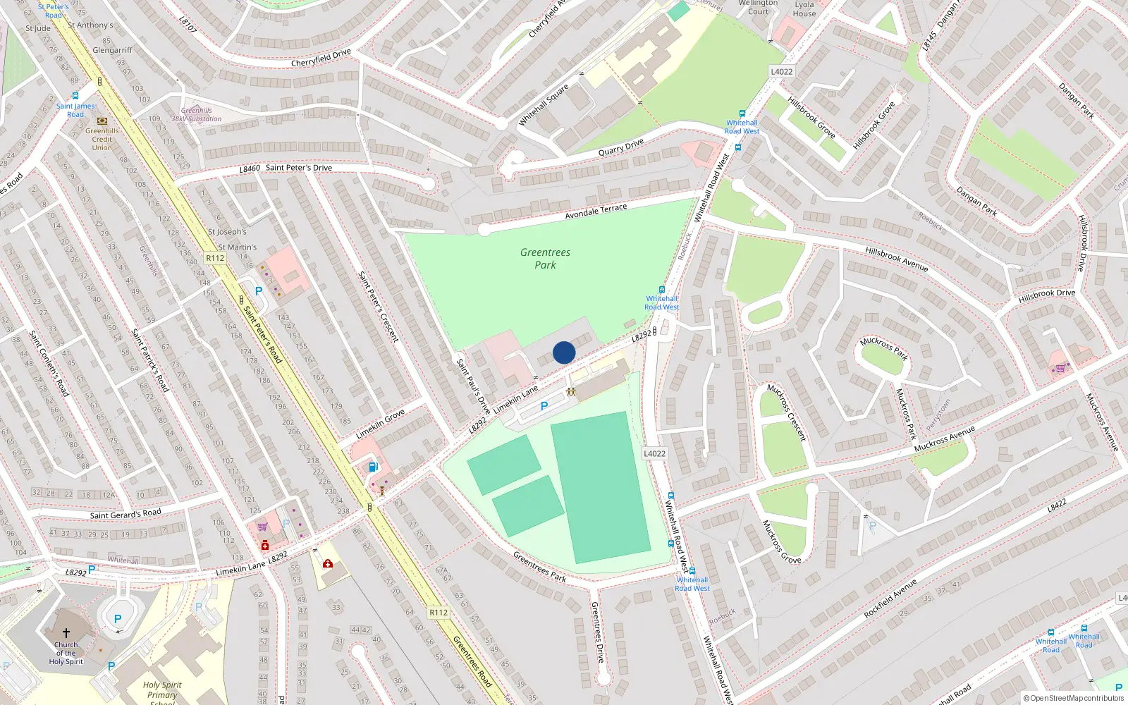 Overhead map showing the location of 4 Limekiln Lane, Greenhills