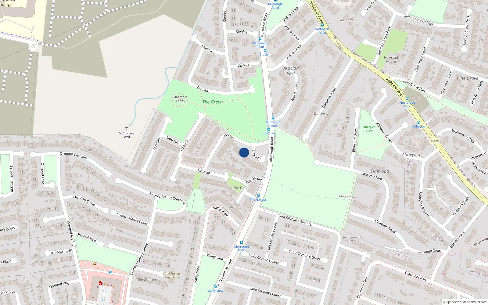 Overhead map showing the location of 4 Lioscian, Swords