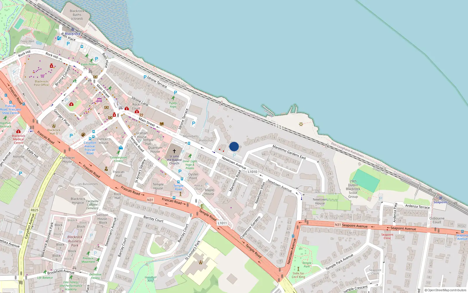 Overhead map showing the location of 4 Maretimo Gardens East, Blackrock