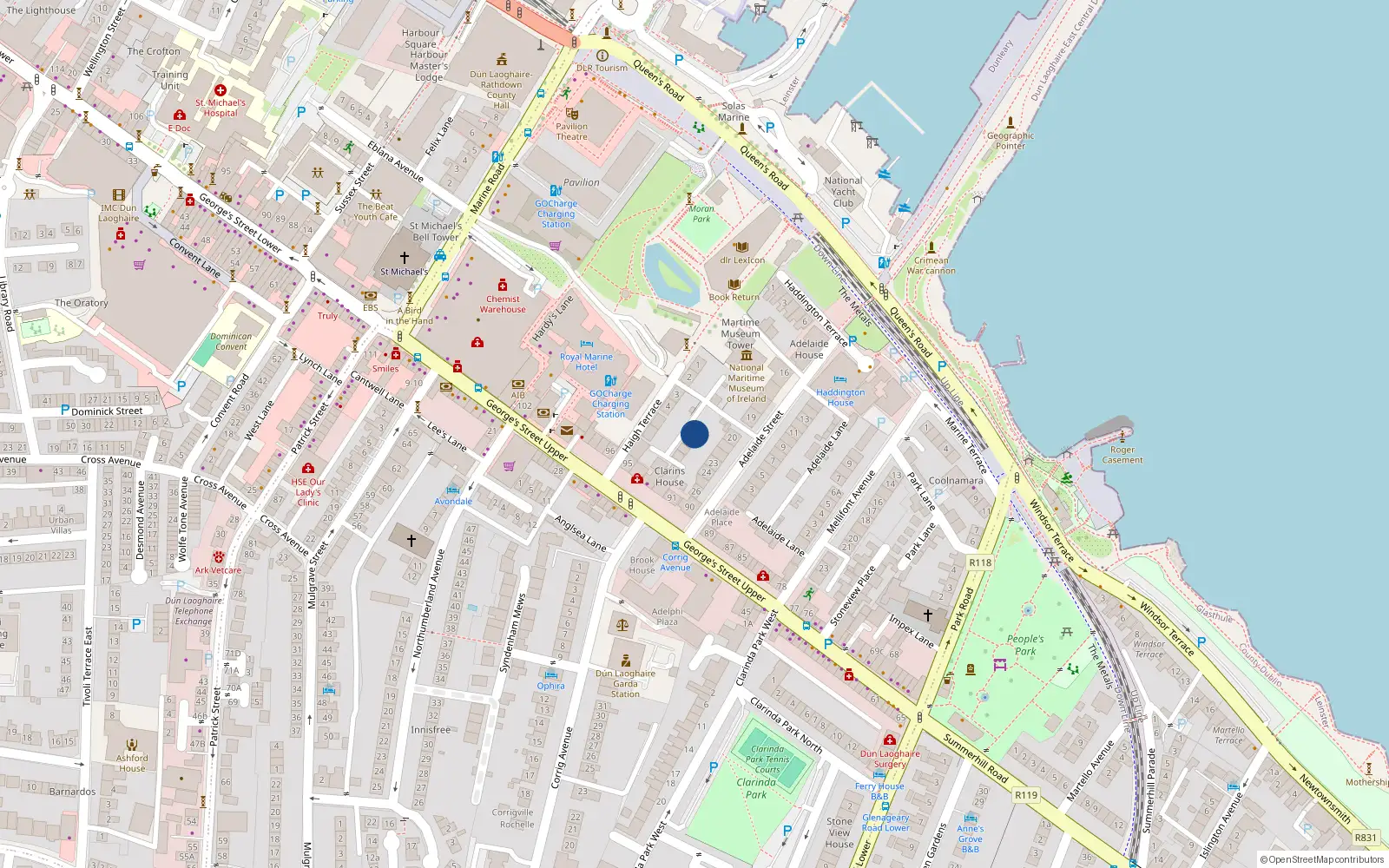 Overhead map showing the location of 4 Mariner's Court, Dublin