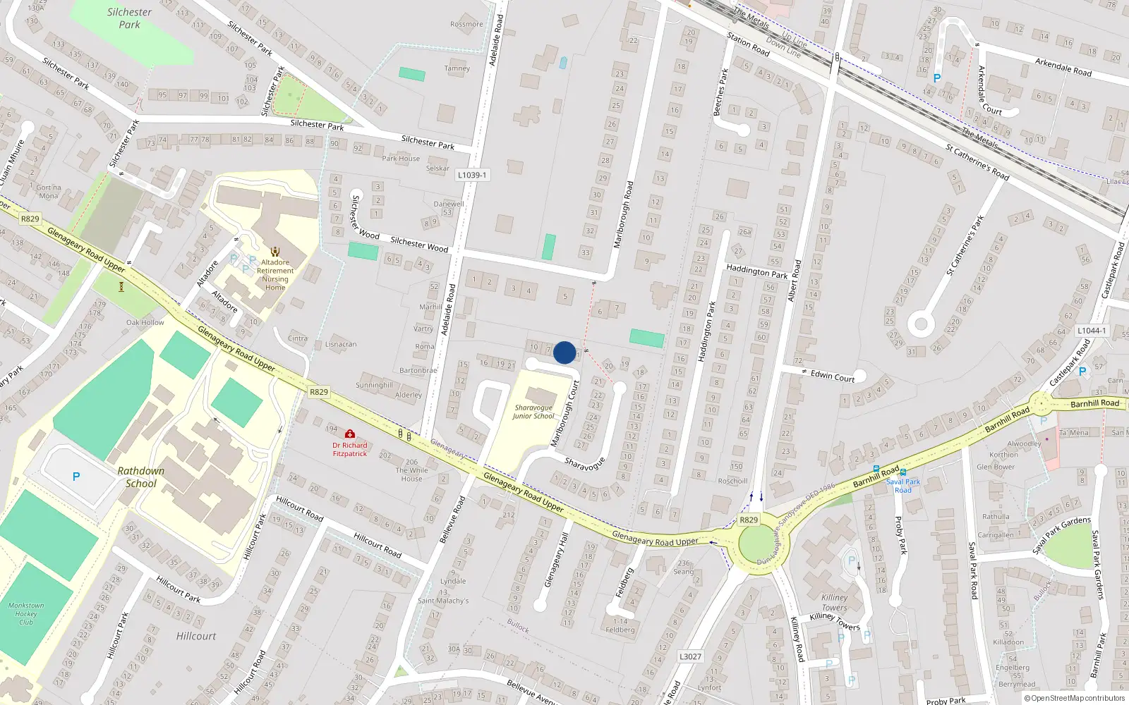 Overhead map showing the location of 4 Marlborough Court, Dublin