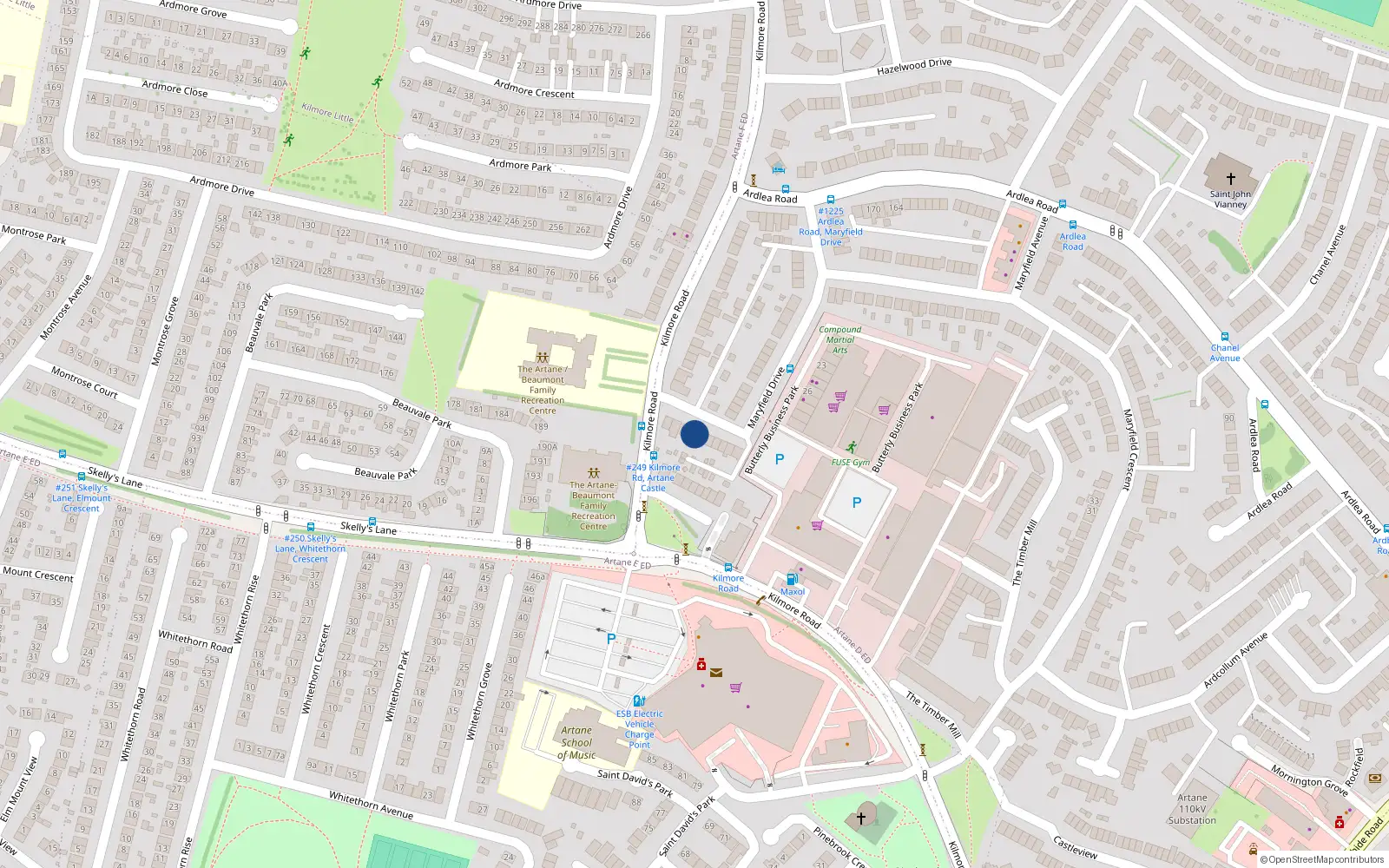Overhead map showing the location of 4 Maryfield Drive, Dublin 5