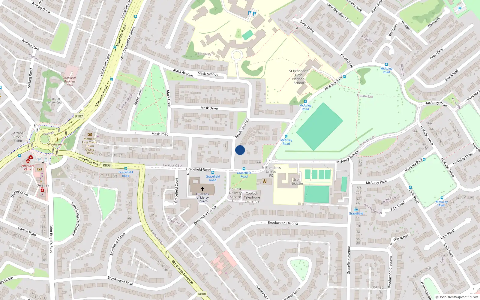 Overhead map showing the location of 4 Mask Crescent, Artane Dublin 5, Dublin