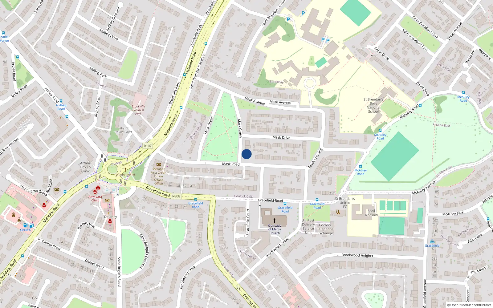 Overhead map showing the location of 4 Mask Green, Artane, Dublin 5