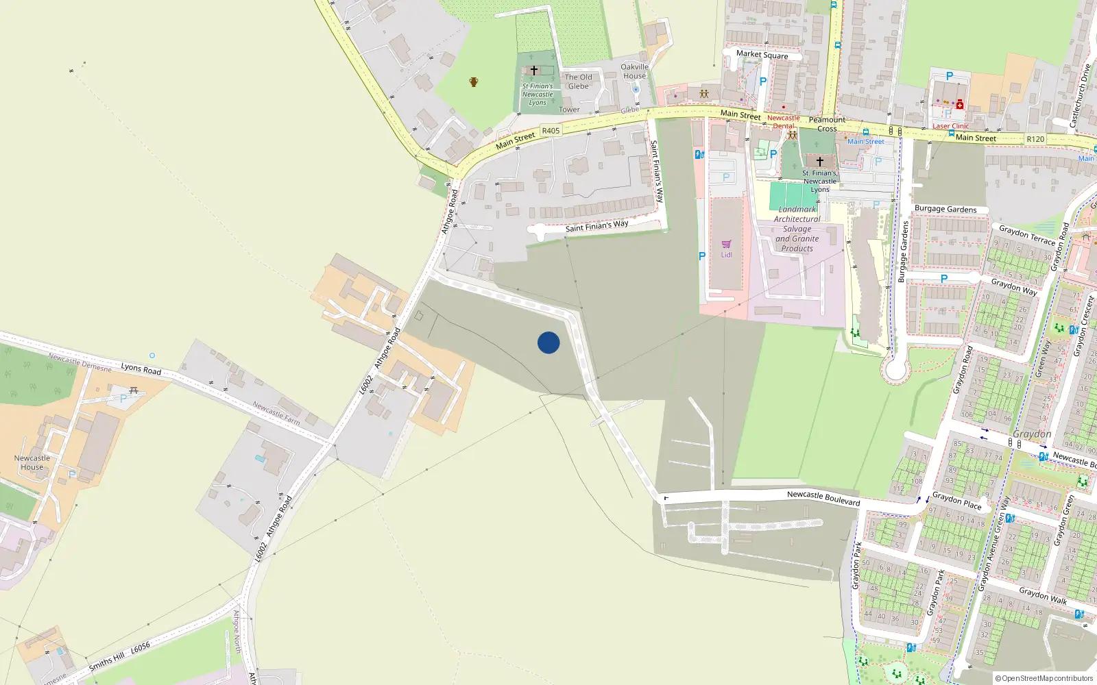 Overhead map showing the location of 4 Mason Cross Park, Athgoe Road, Newcastle
