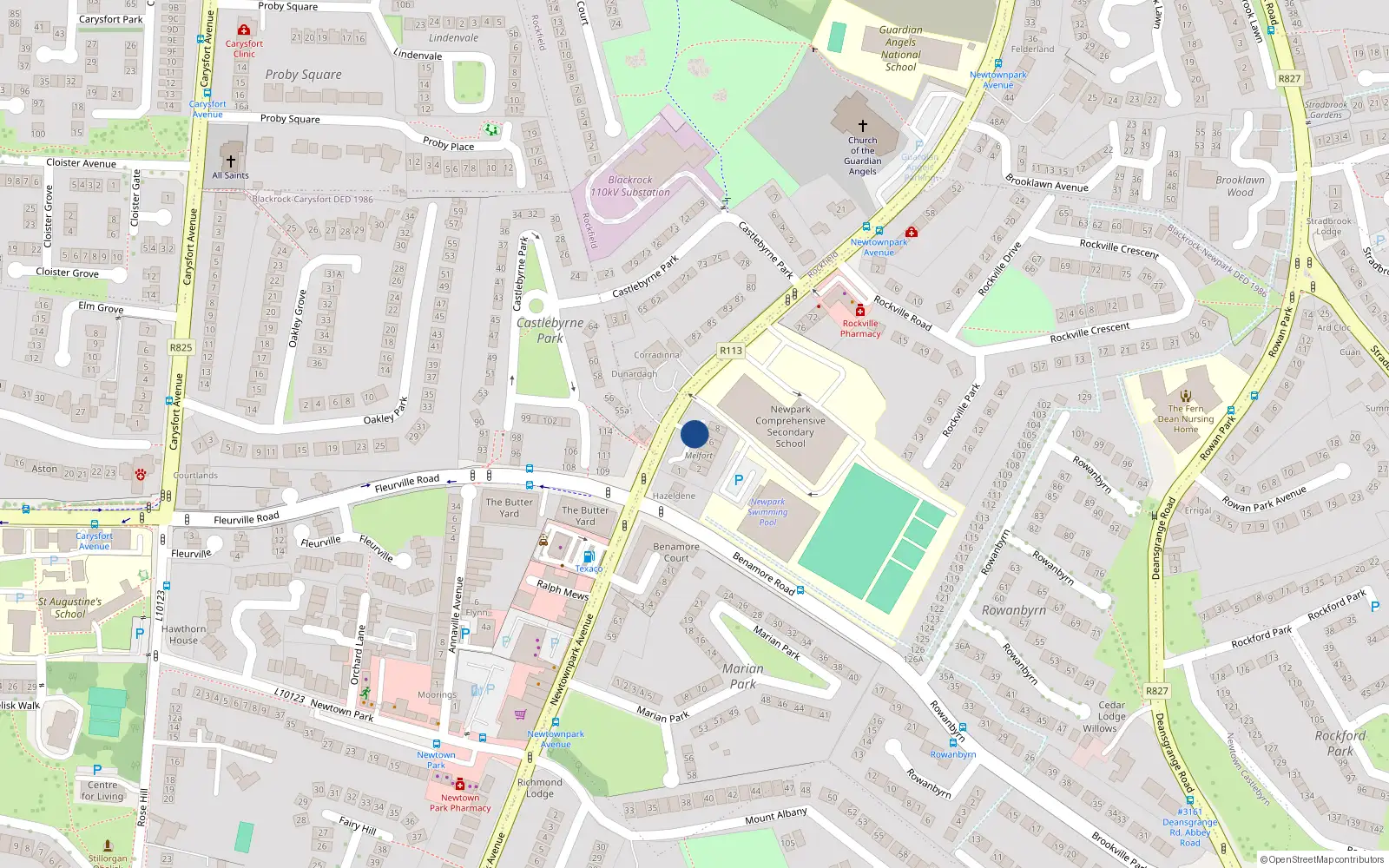 Overhead map showing the location of 4 Melfort, Blackrock