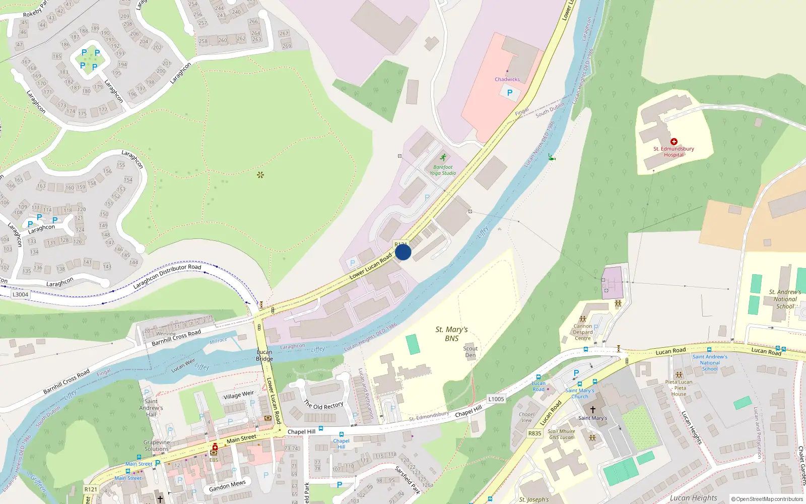 Overhead map showing the location of 4 Millbank, Lucan Road Lower, Lucan