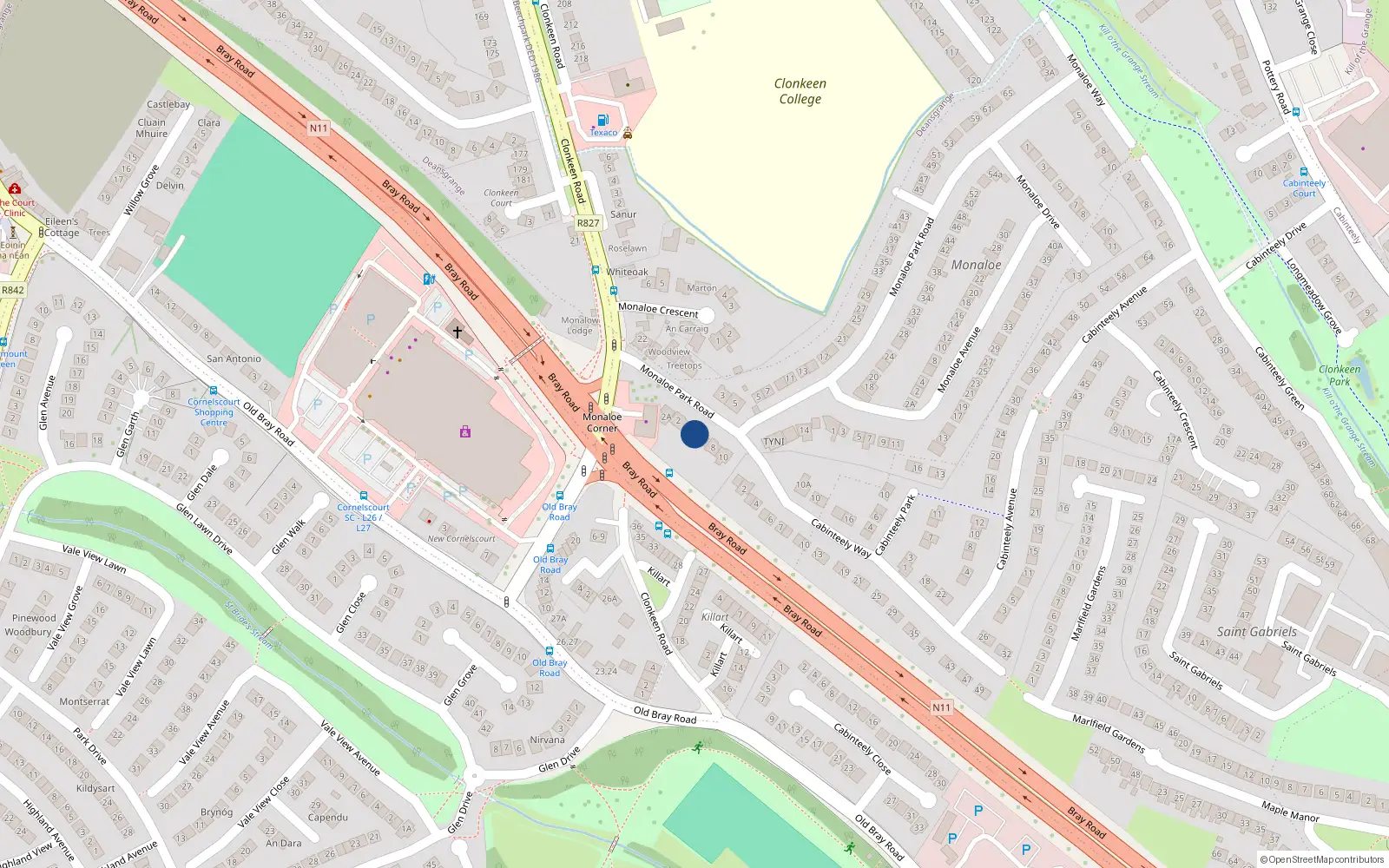 Overhead map showing the location of 4 Monaloe Park Road, Blackrock, Dublin