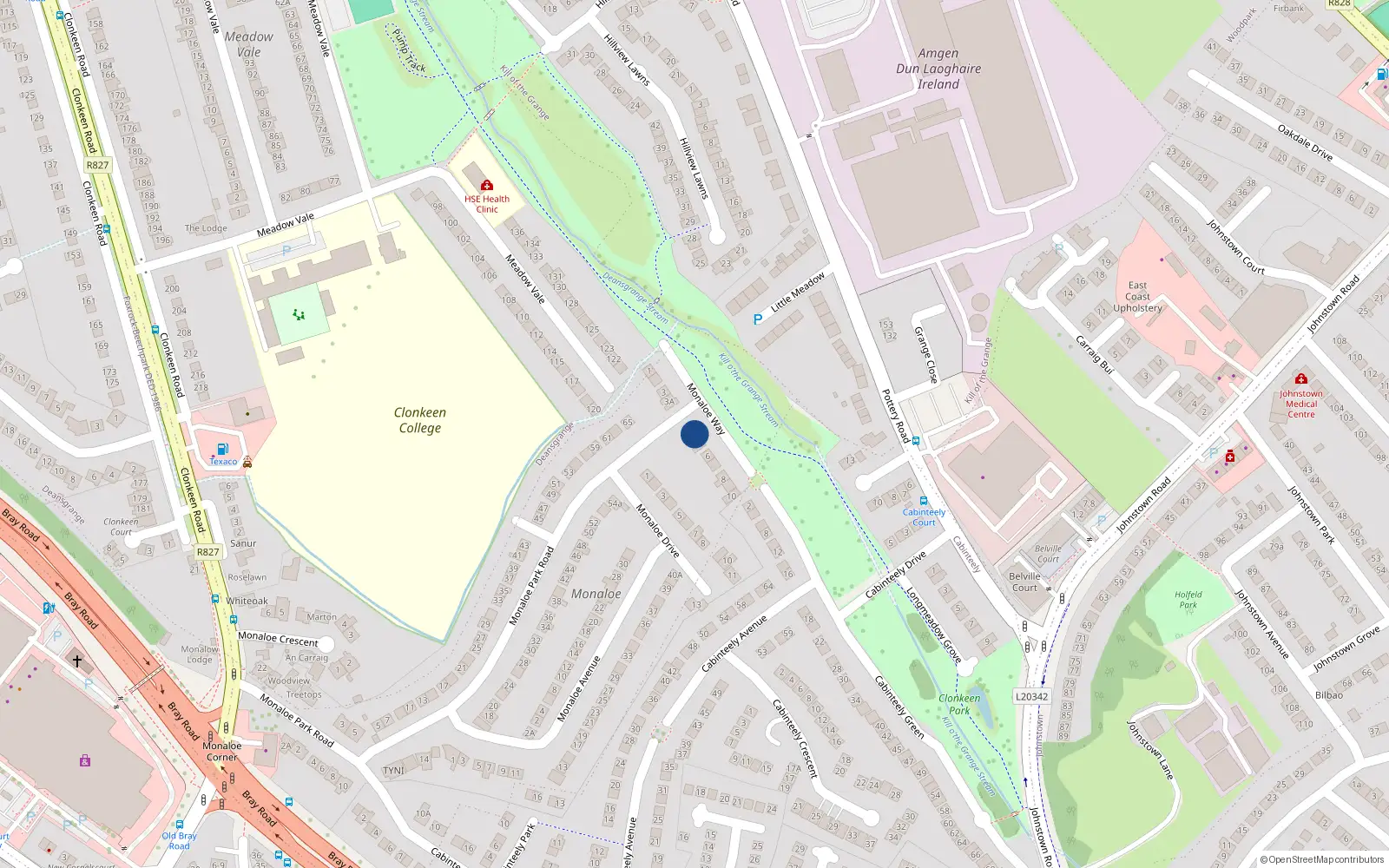 Overhead map showing the location of 4 Monaloe Way, Blackrock