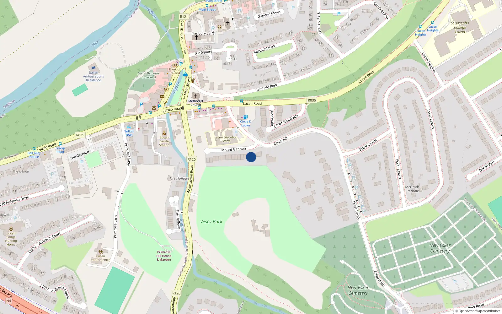 Overhead map showing the location of 4 Mount Gandon, Lucan, Dublin
