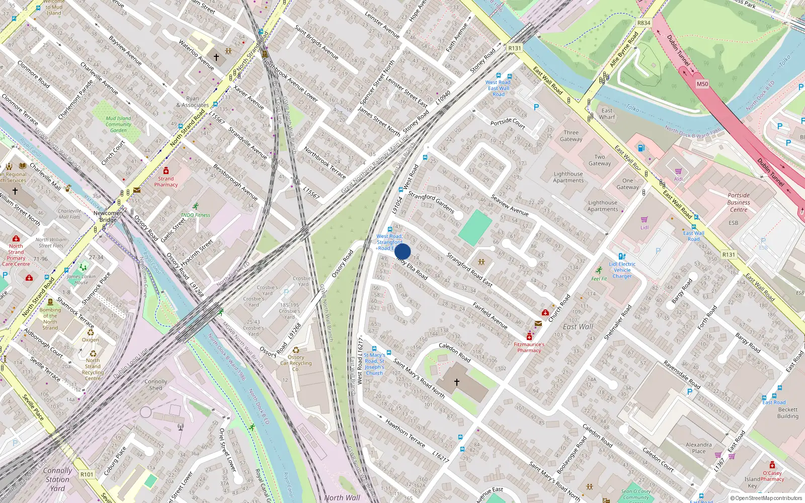 Overhead map showing the location of 4 Moy Elta Road, Dublin 3