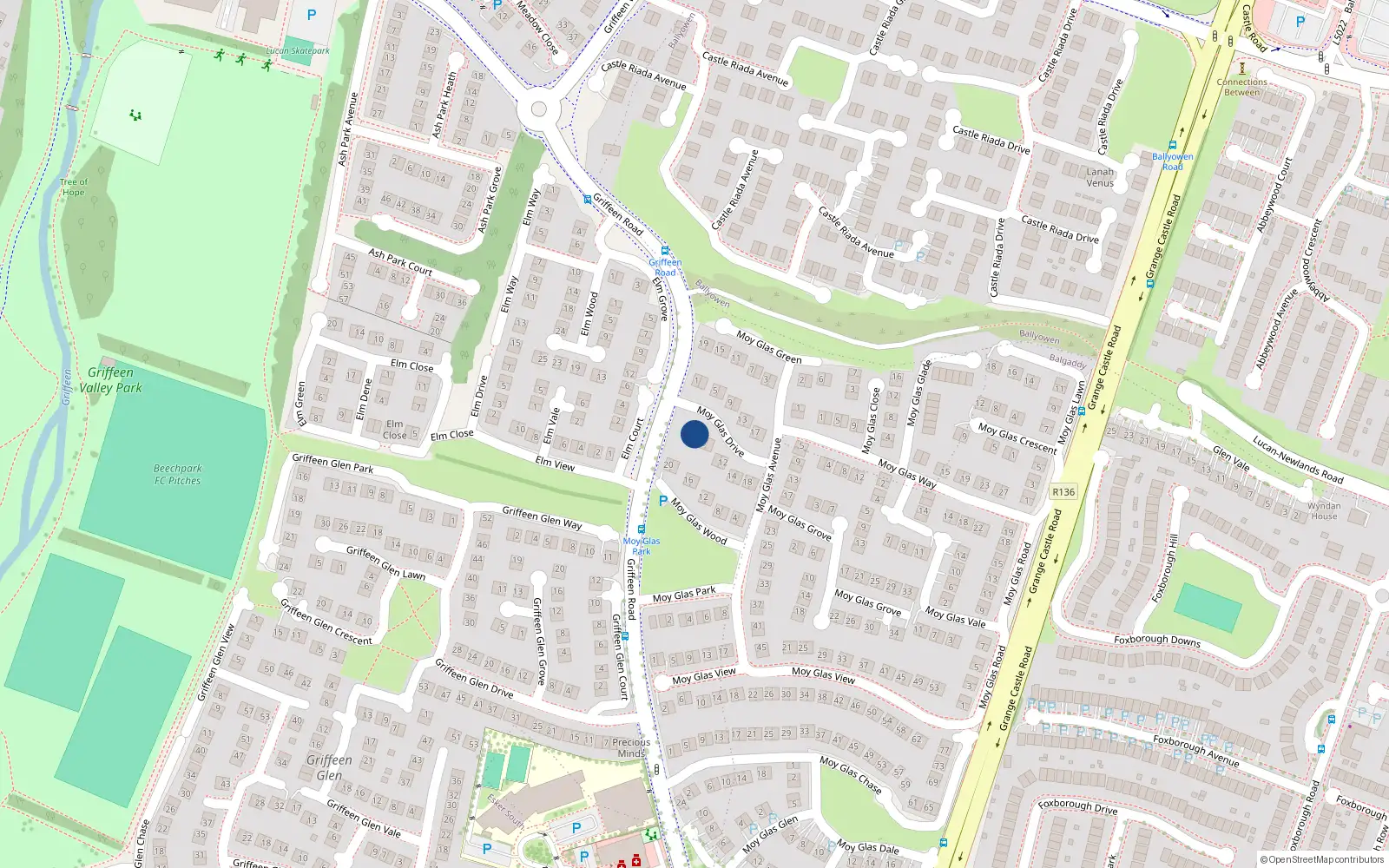 Overhead map showing the location of 4 Moy Glas Drive, Lucan