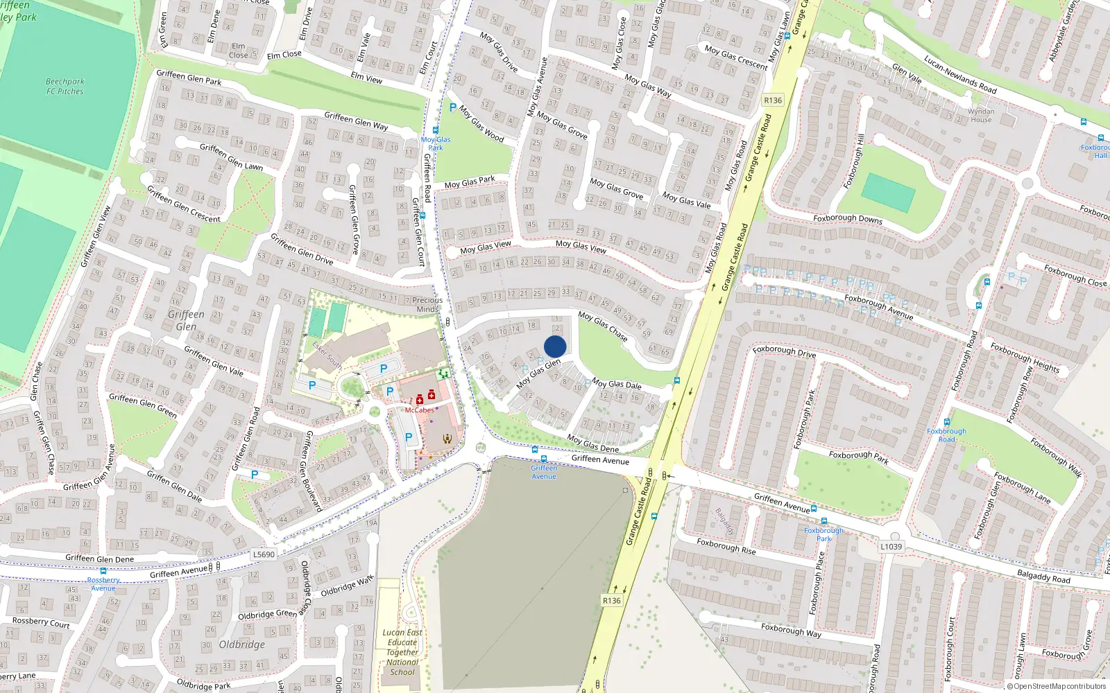 Overhead map showing the location of 4 Moy Glas Dale, Lucan