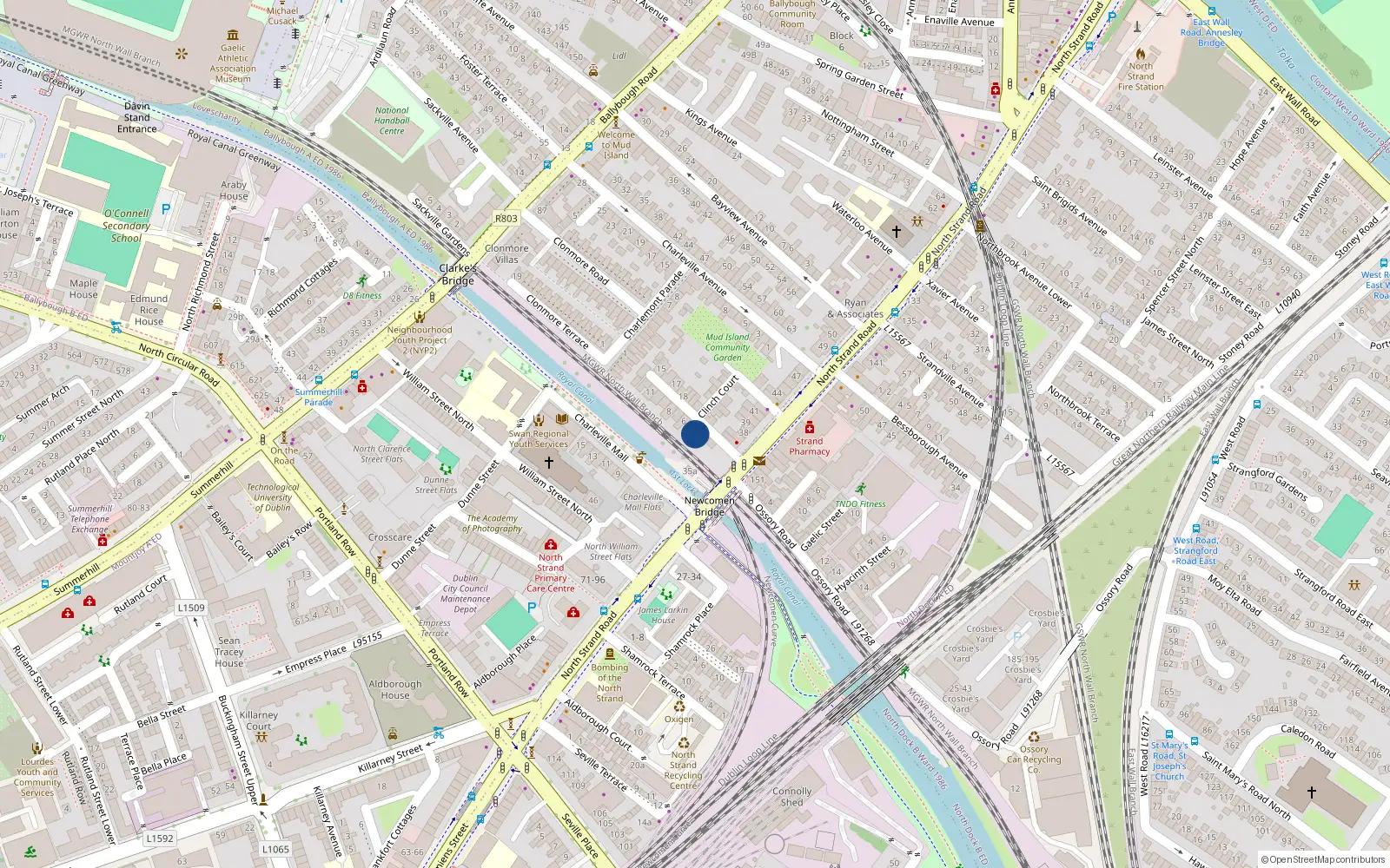 Overhead map showing the location of 4 Newcomen Avenue, Dublin 3