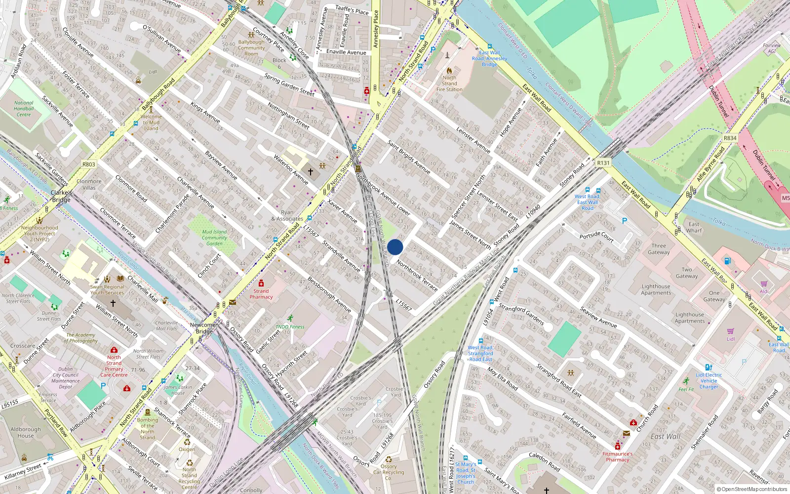 Overhead map showing the location of 4 Northbrook Terrace, North Strand