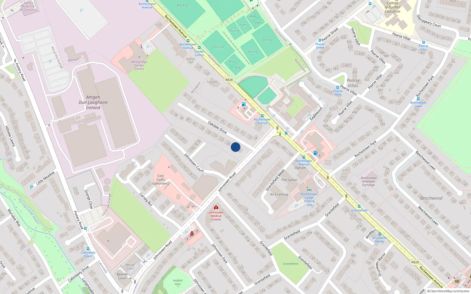 Overhead map showing the location of 4 Oakdale Drive, Dun Laoghaire