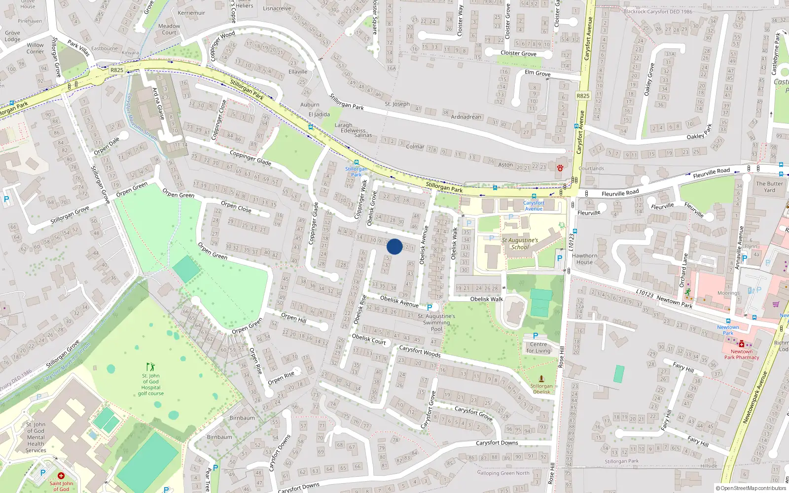 Overhead map showing the location of 4 Obelisk Grove, St Augustines Park, Blackrock