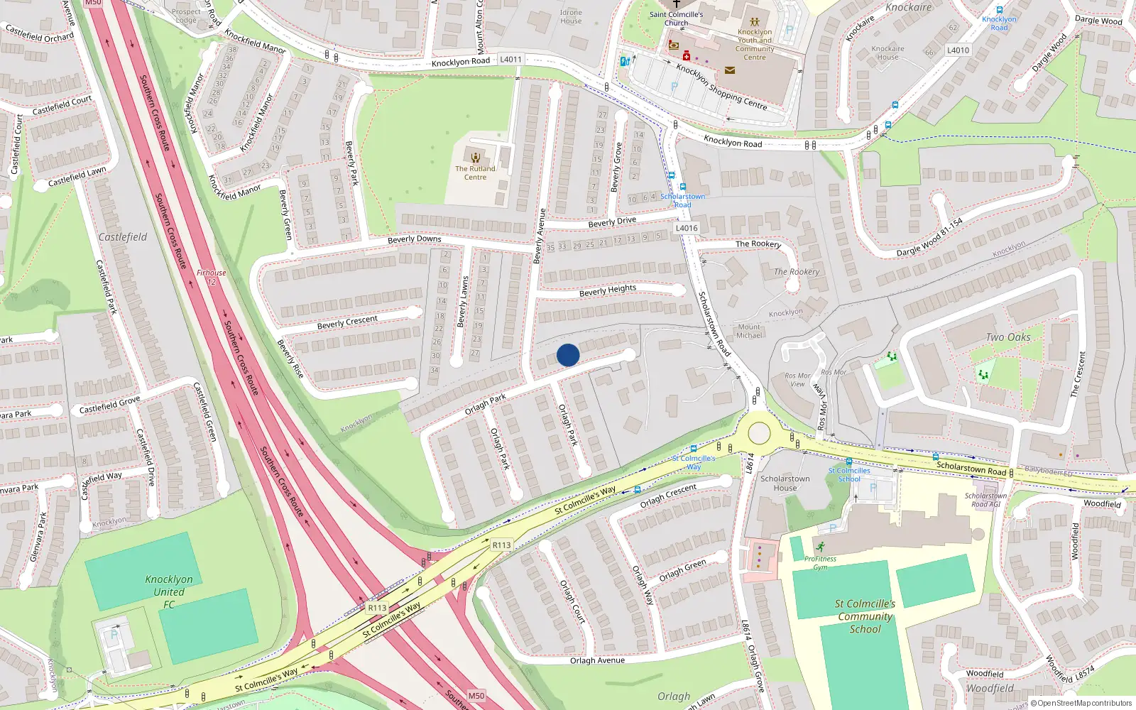 Overhead map showing the location of 4 Orlagh Park, Dublin 16