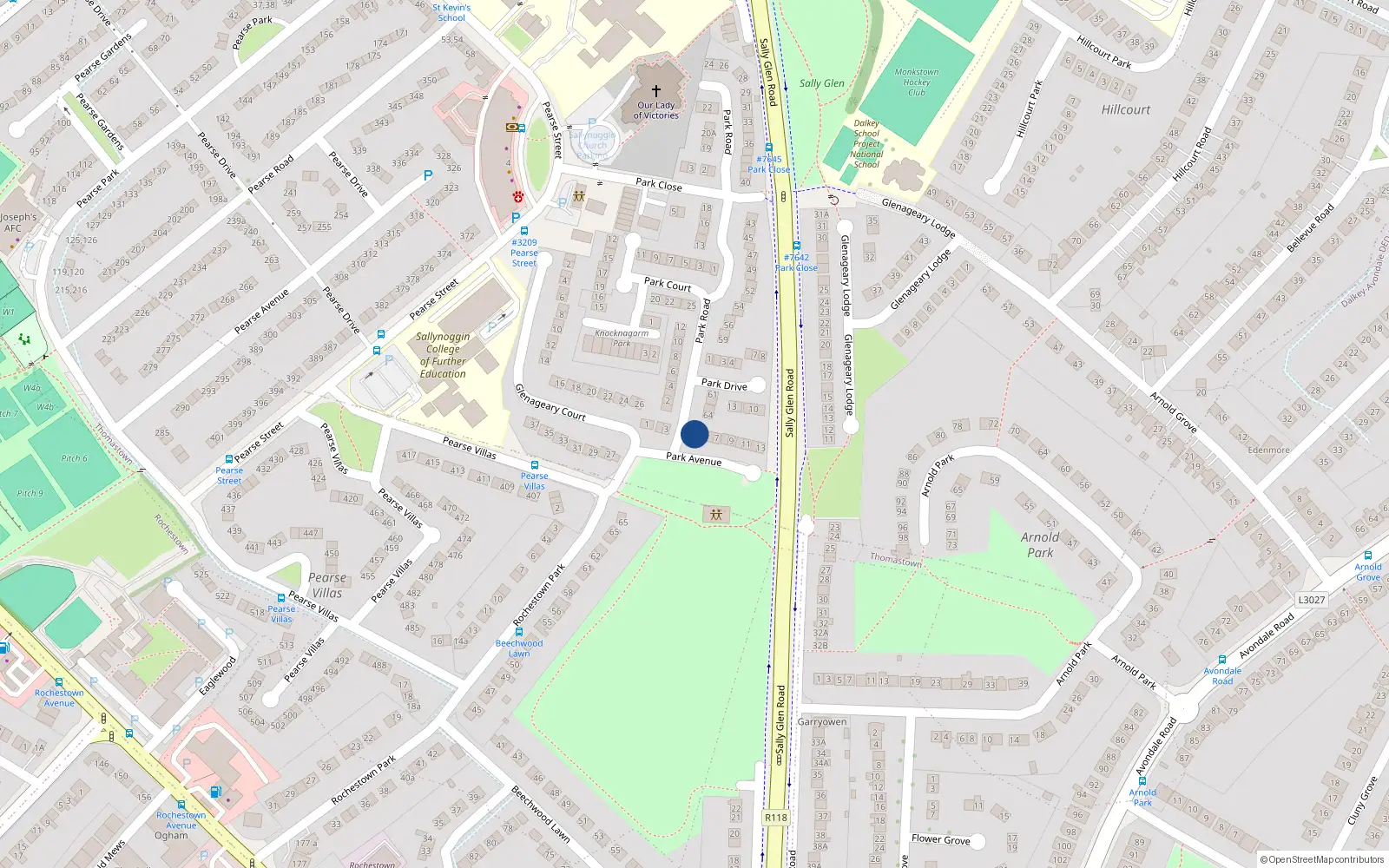 Overhead map showing the location of 4 Park Avenue, Dublin