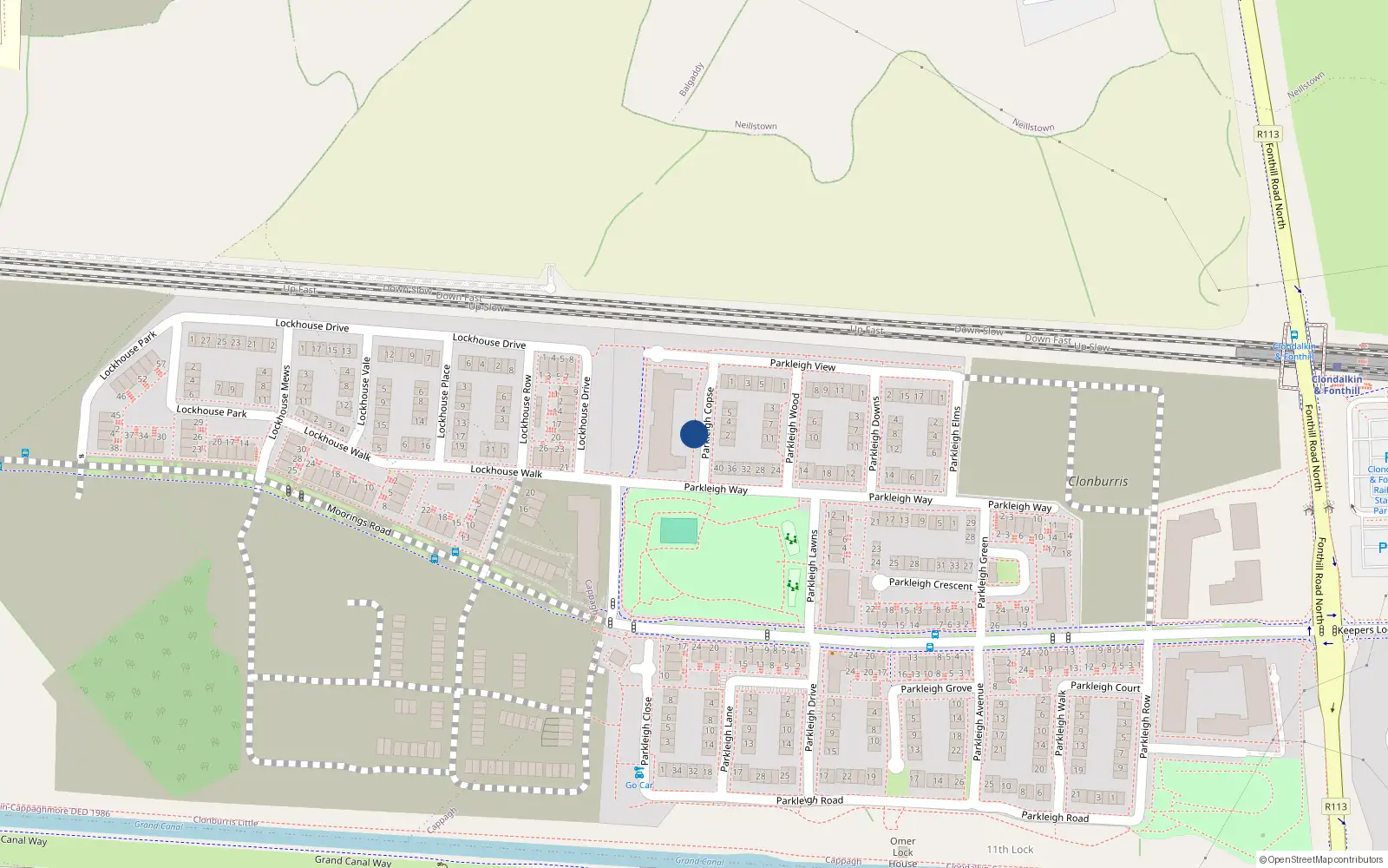 Overhead map showing the location of 4 Parkleigh Copse, Dublin 22