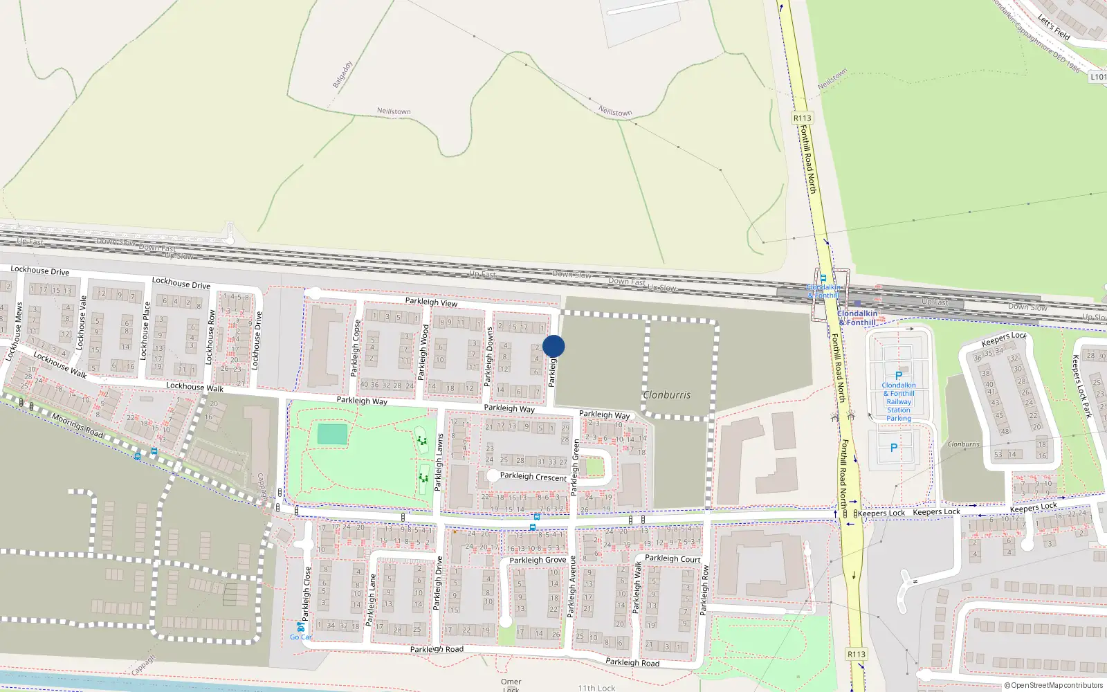 Overhead map showing the location of 4 Parkleigh Elms, Lucan
