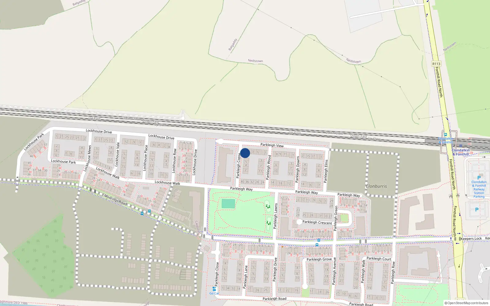 Overhead map showing the location of 4 Parkleigh View, Dublin 22
