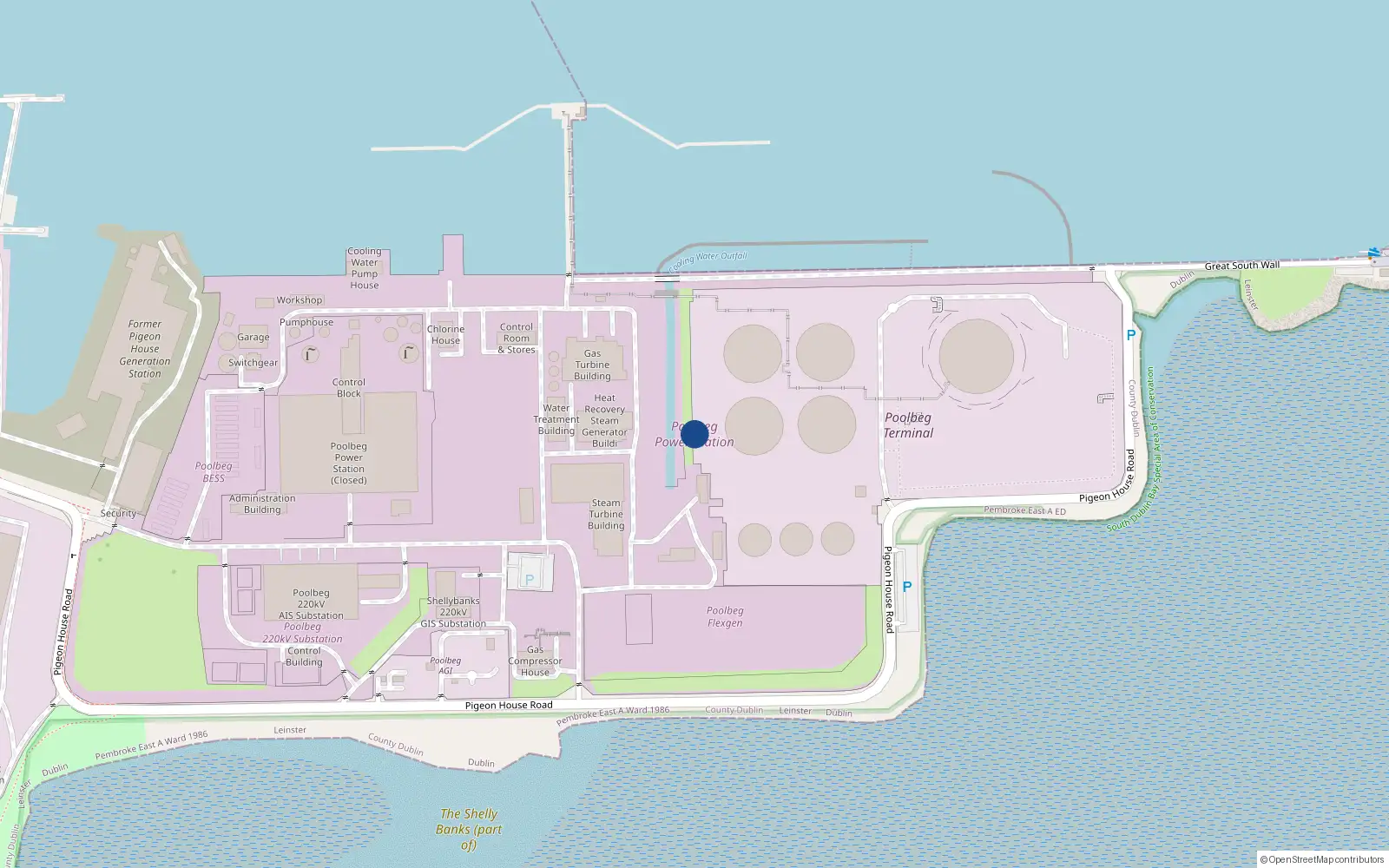 Overhead map showing the location of 4 Poolbeg, The Gasworks, South Lotts Road Dublin 4