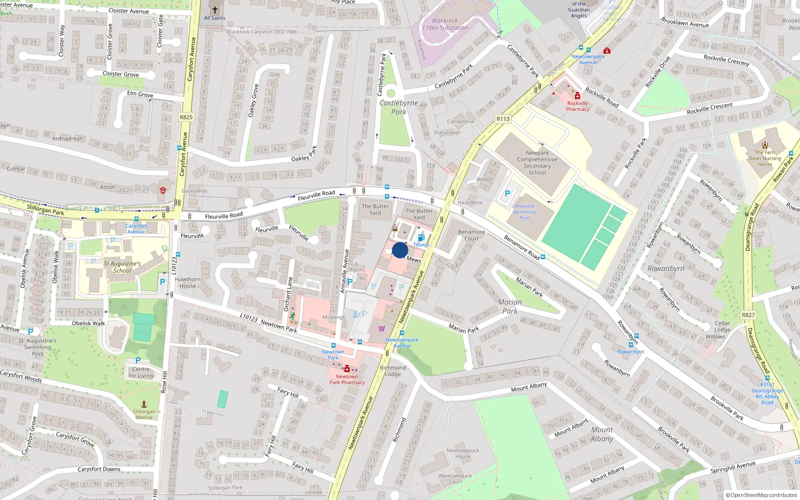 Overhead map showing the location of 4 Ralph Mews, Newtownpark Avenue, Blackrock