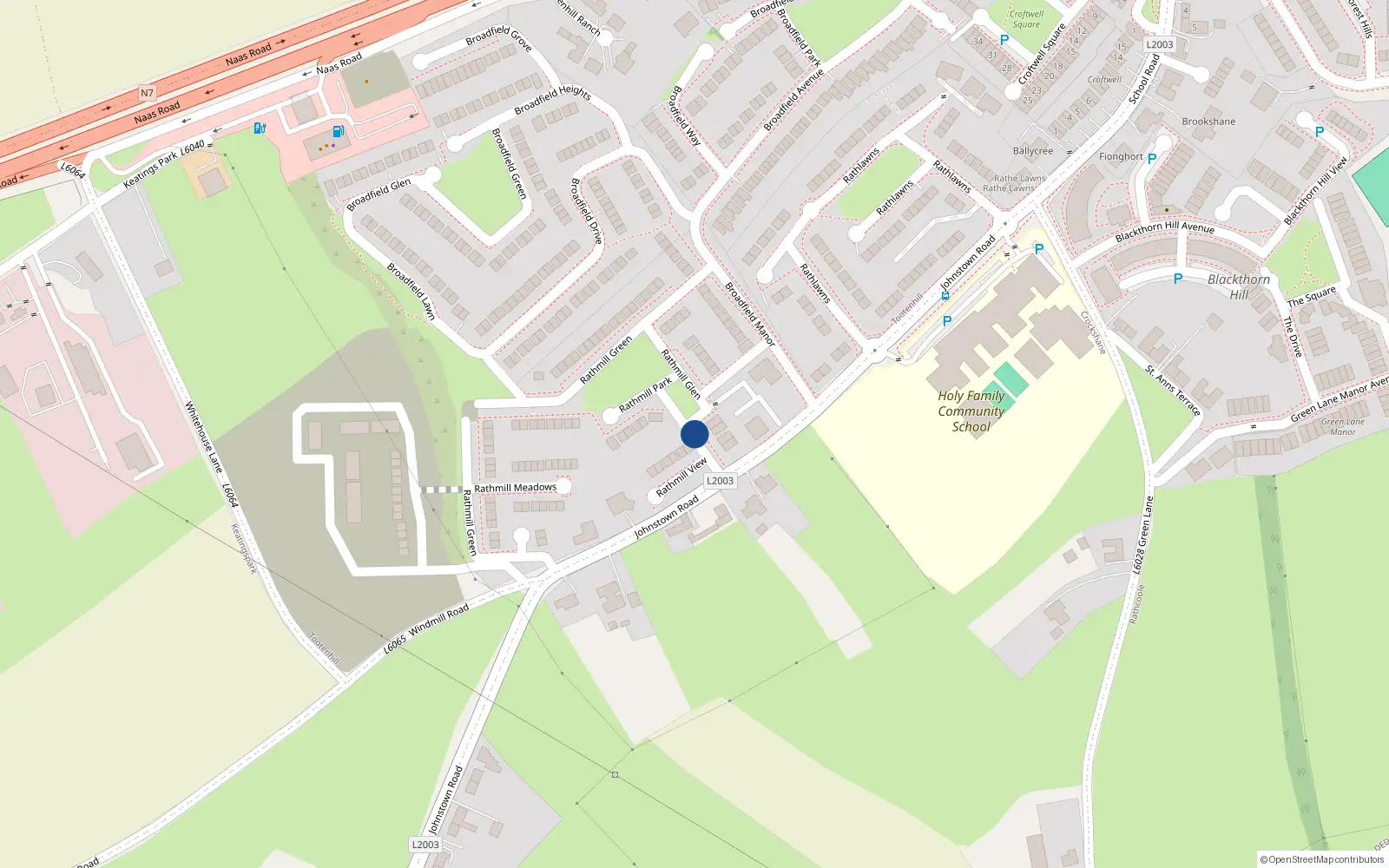 Overhead map showing the location of 4 Rathmill View, Tootenhill