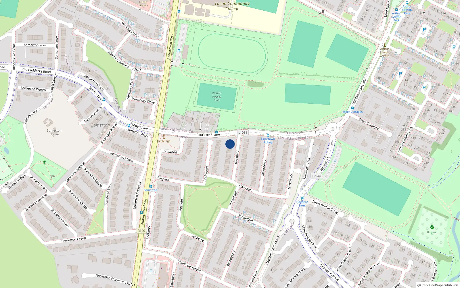 Overhead map showing the location of 4 Rockfield, Lucan