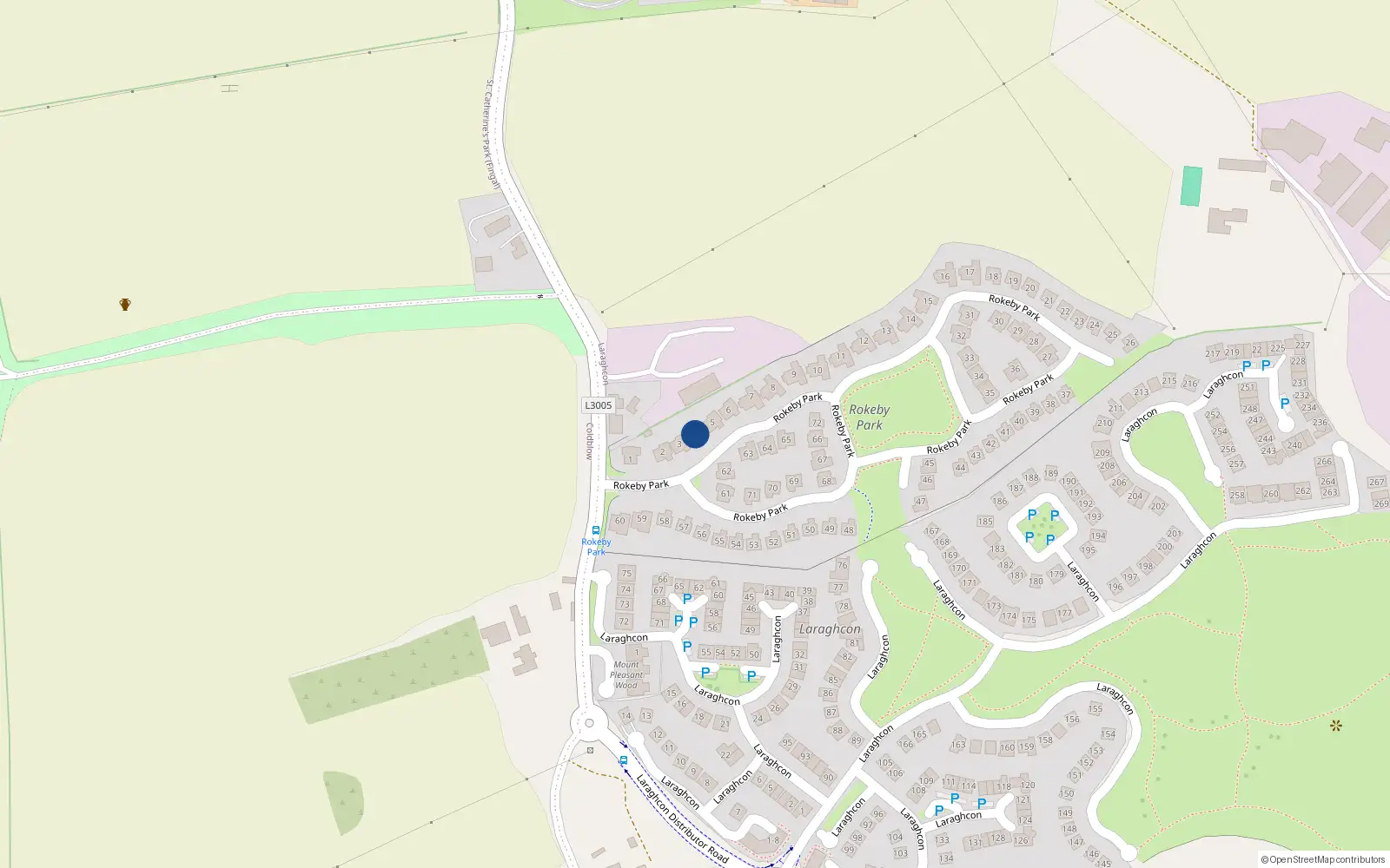 Overhead map showing the location of 4 Rokeby Park, Lucan