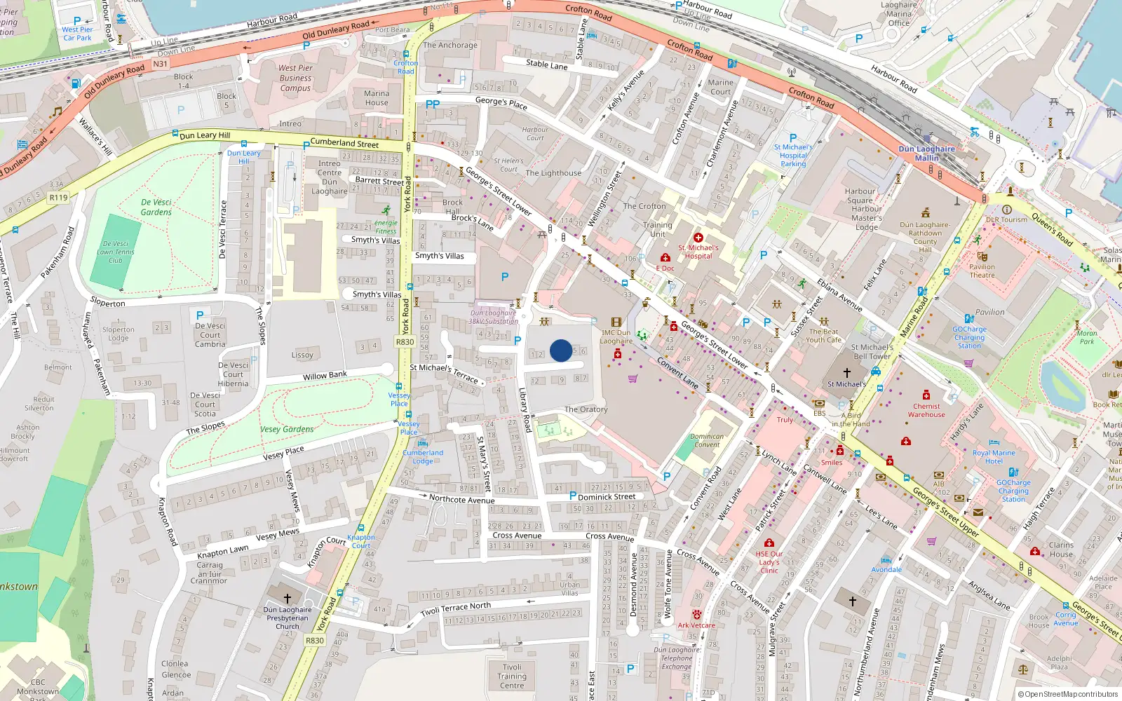 Overhead map showing the location of 4 Rosary Gardens East, Dublin